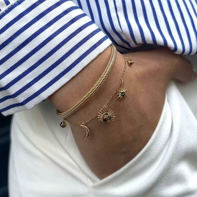 Nao de Paris Multi-Soleils Lunes bracelet plaqué or