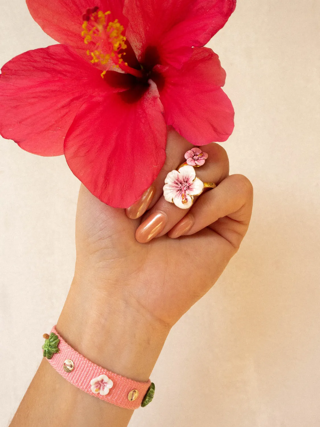 Nach Bijoux bracelet tressé rose porcelaine ajustable