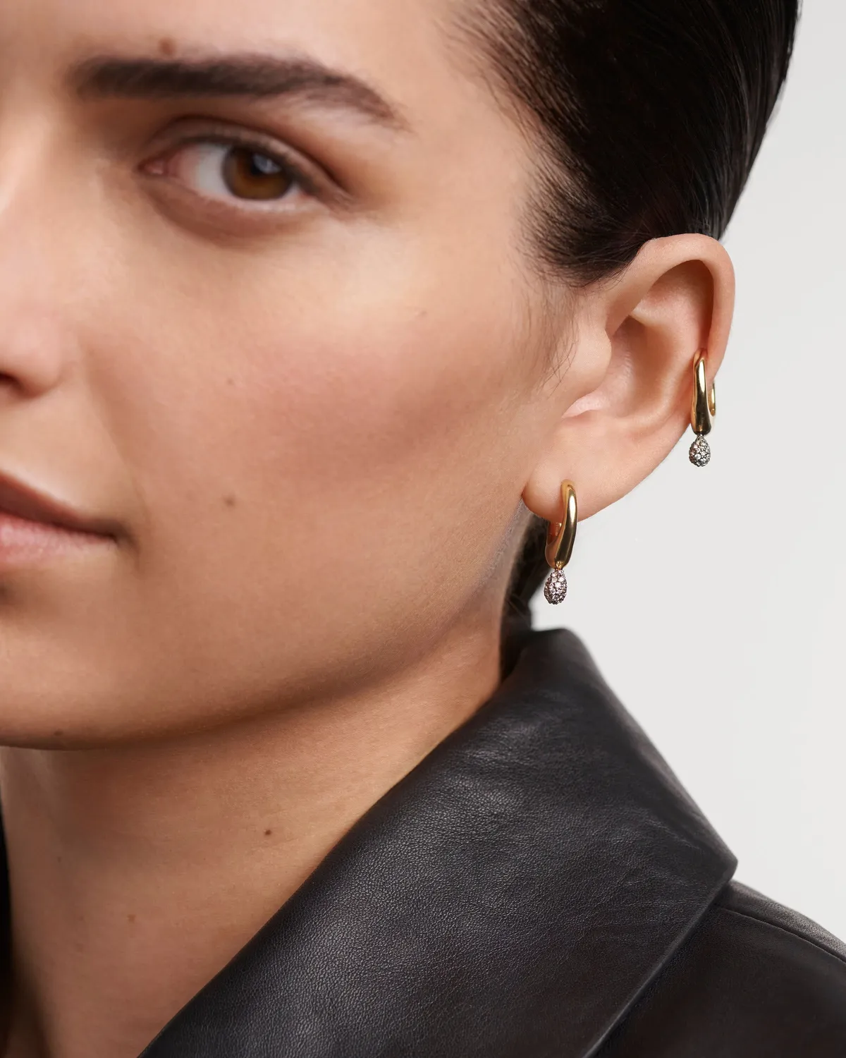 PDPAOLA Pavé Lava mono boucle argent 10 mm