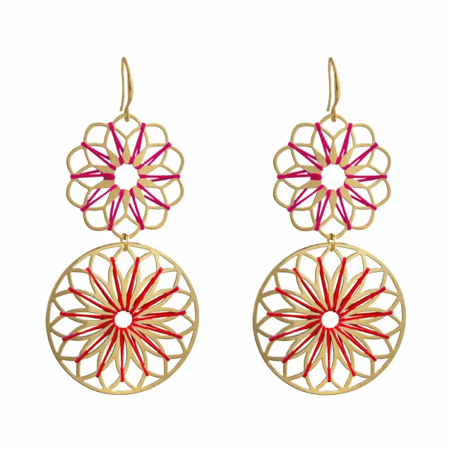 Nao de Paris Sakura Framboise boucles d’oreilles brodées