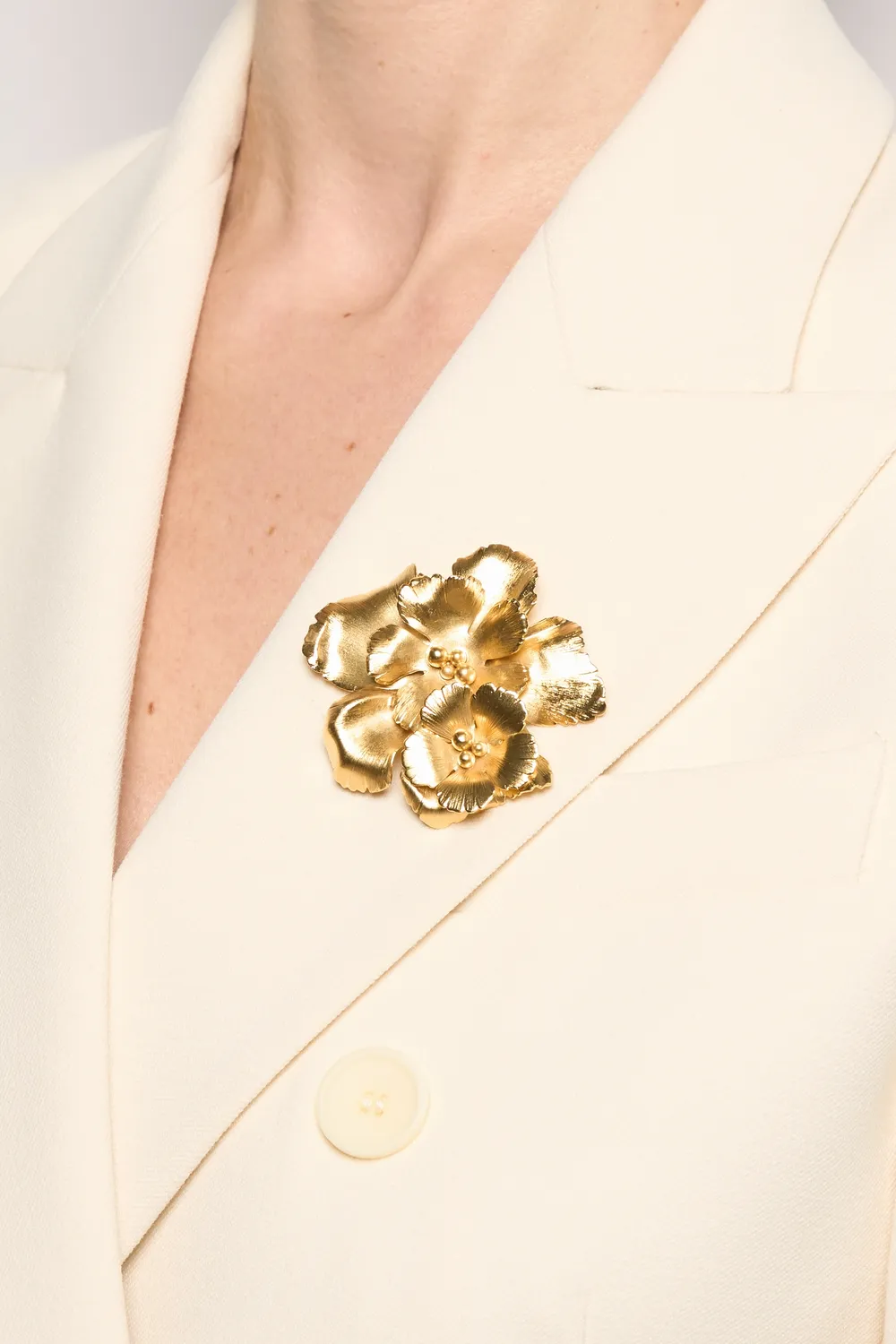 Philippe Ferrandis Magnolia golden flowers broche dorée 6x5,5 cm