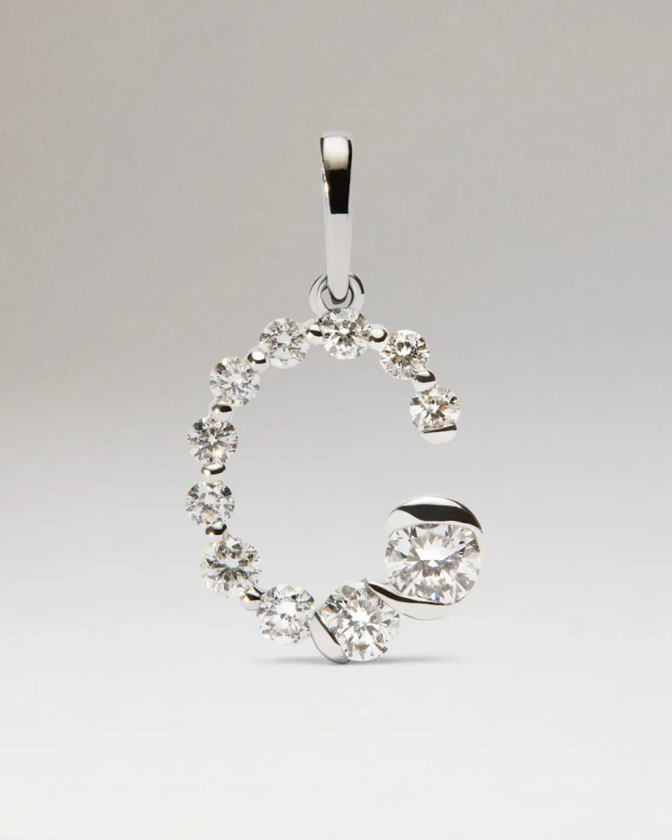 PDPAOLA Initial C pendentif diamant or blanc