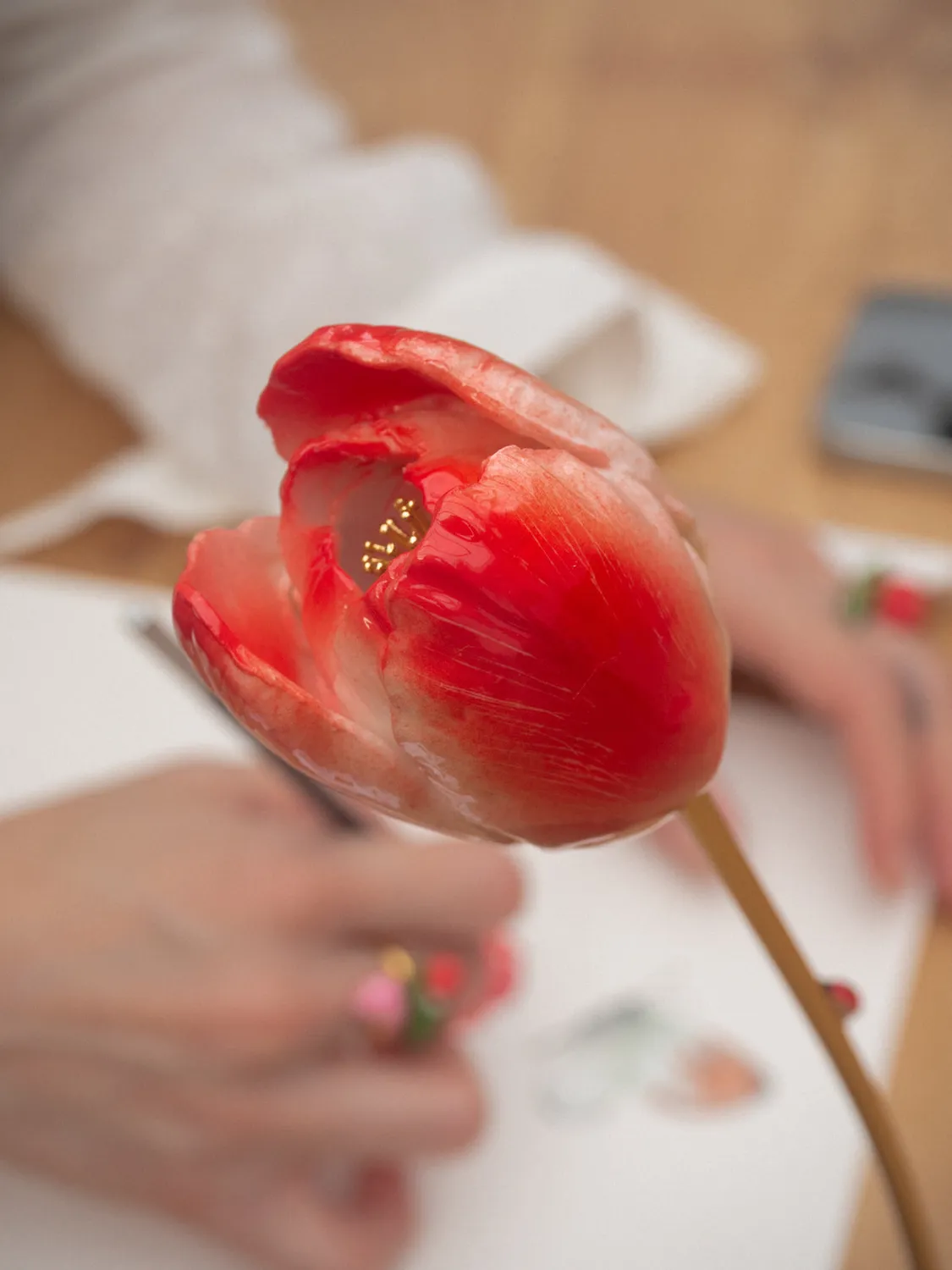 Nach Bijoux Tulipe Éternelle rouge porcelaine numérotée
