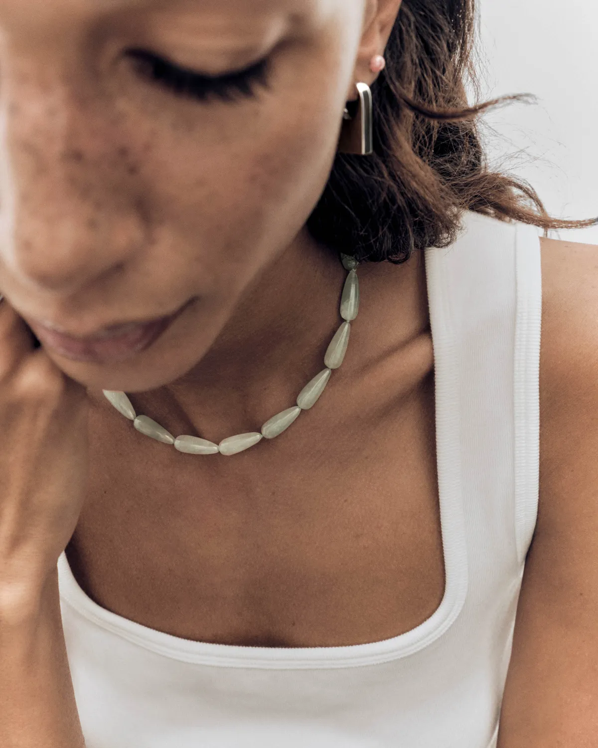 PDPAOLA Drop collier aventurine verte 40 cm