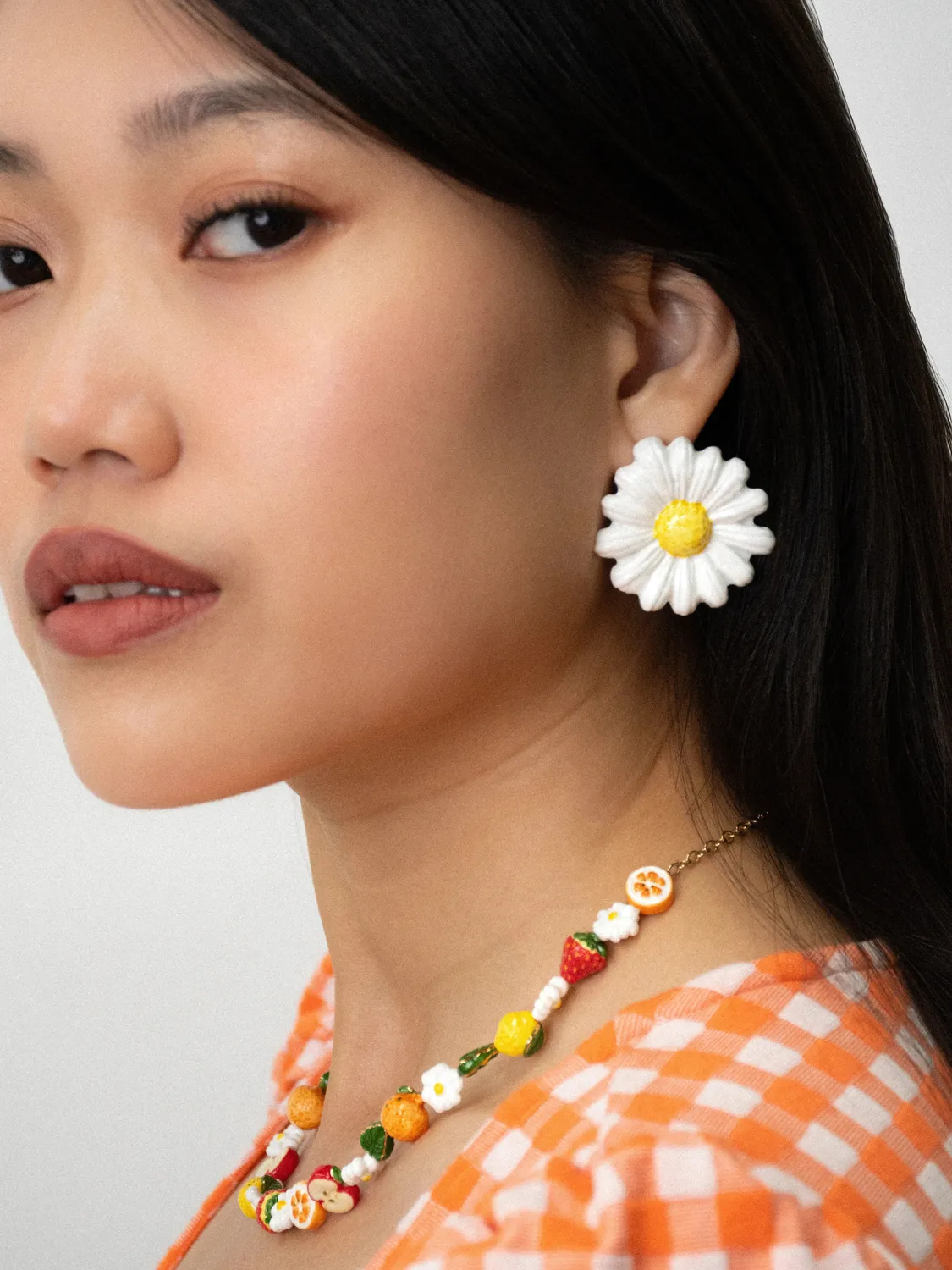 Nach Bijoux maxi marguerite puces boucles d'oreilles 3,9 cm