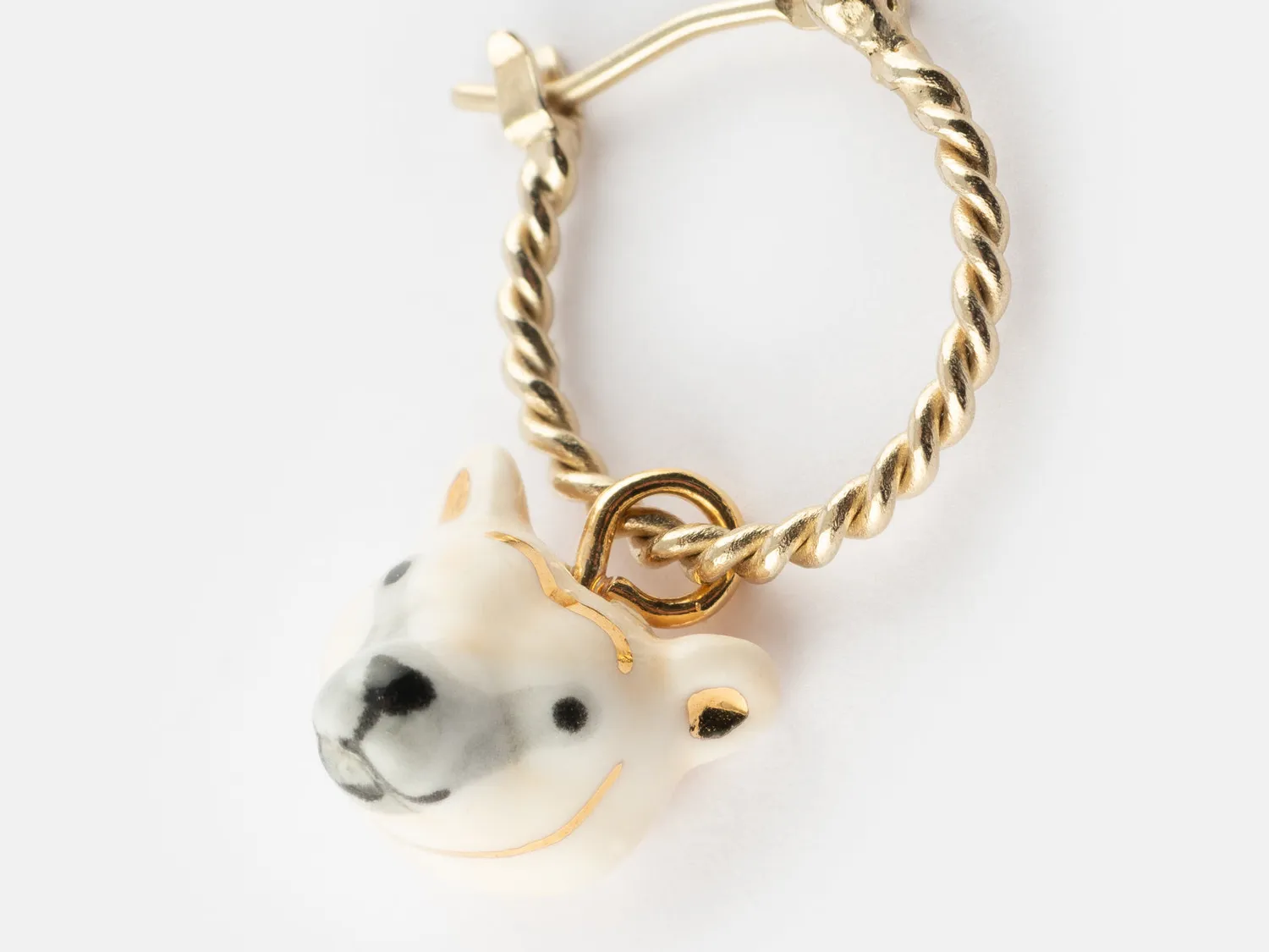 Nach Bijoux Arctique mini créole ours polaire boucle d’oreille unité porcelaine