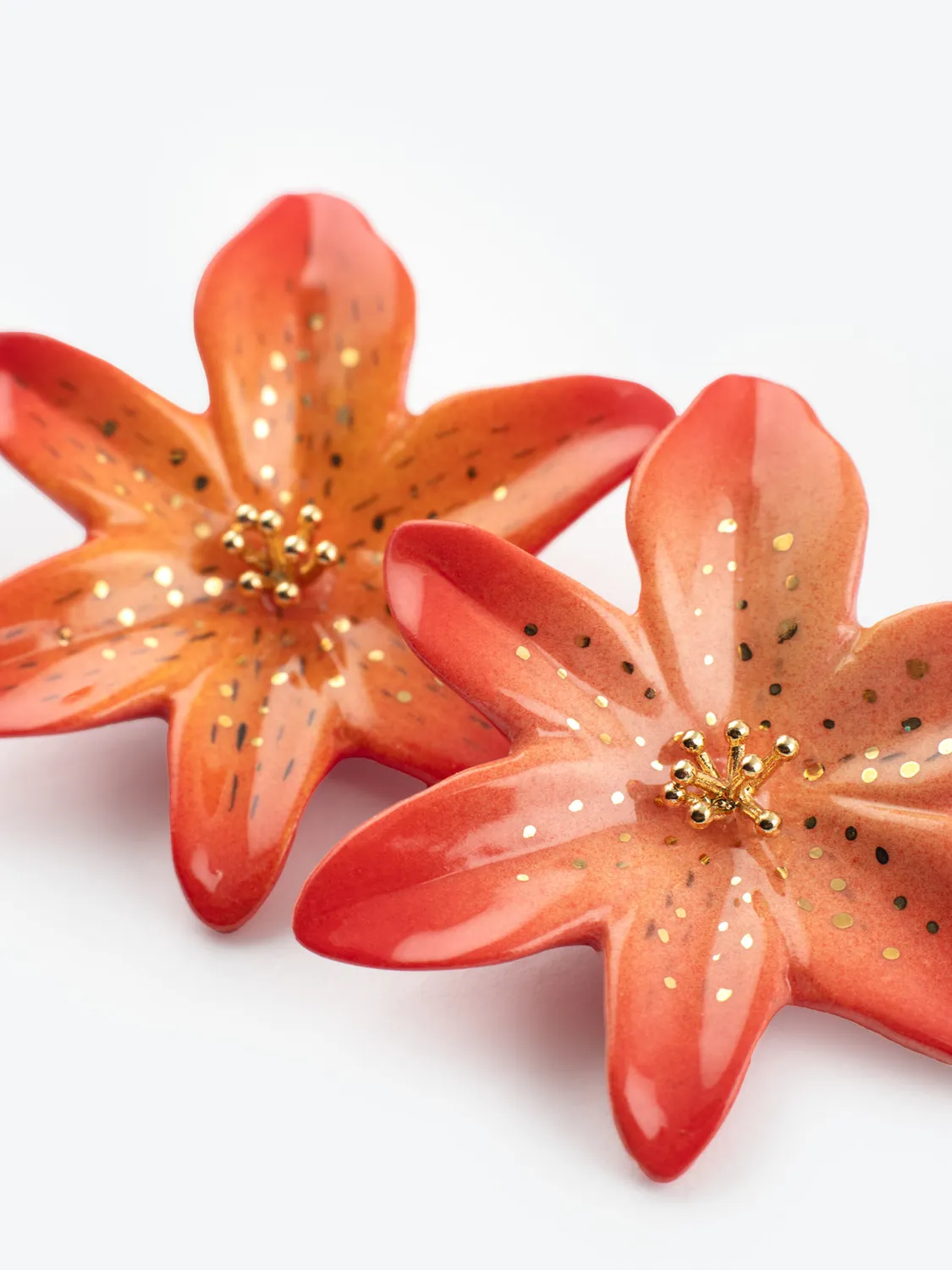 Nach Bijoux lys Tigrée boucles d'oreilles puces orange 4 cm