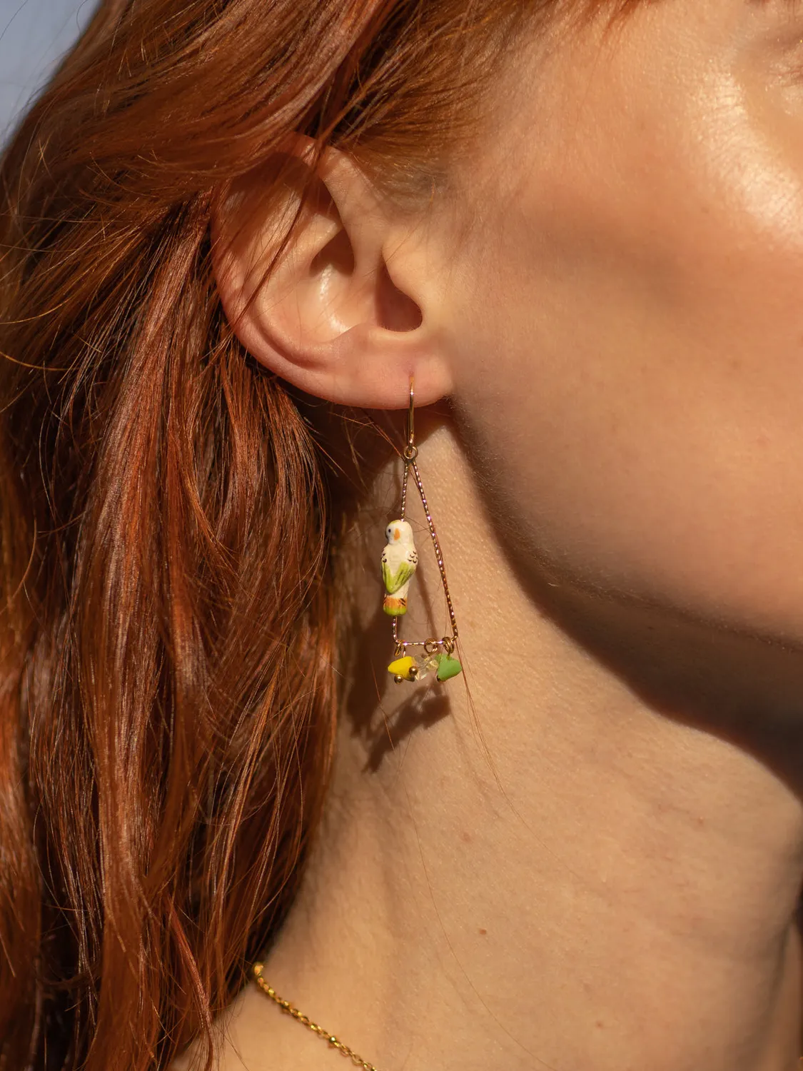 Nach Bijoux perruche triangles boucles d’oreilles perles 5 cm