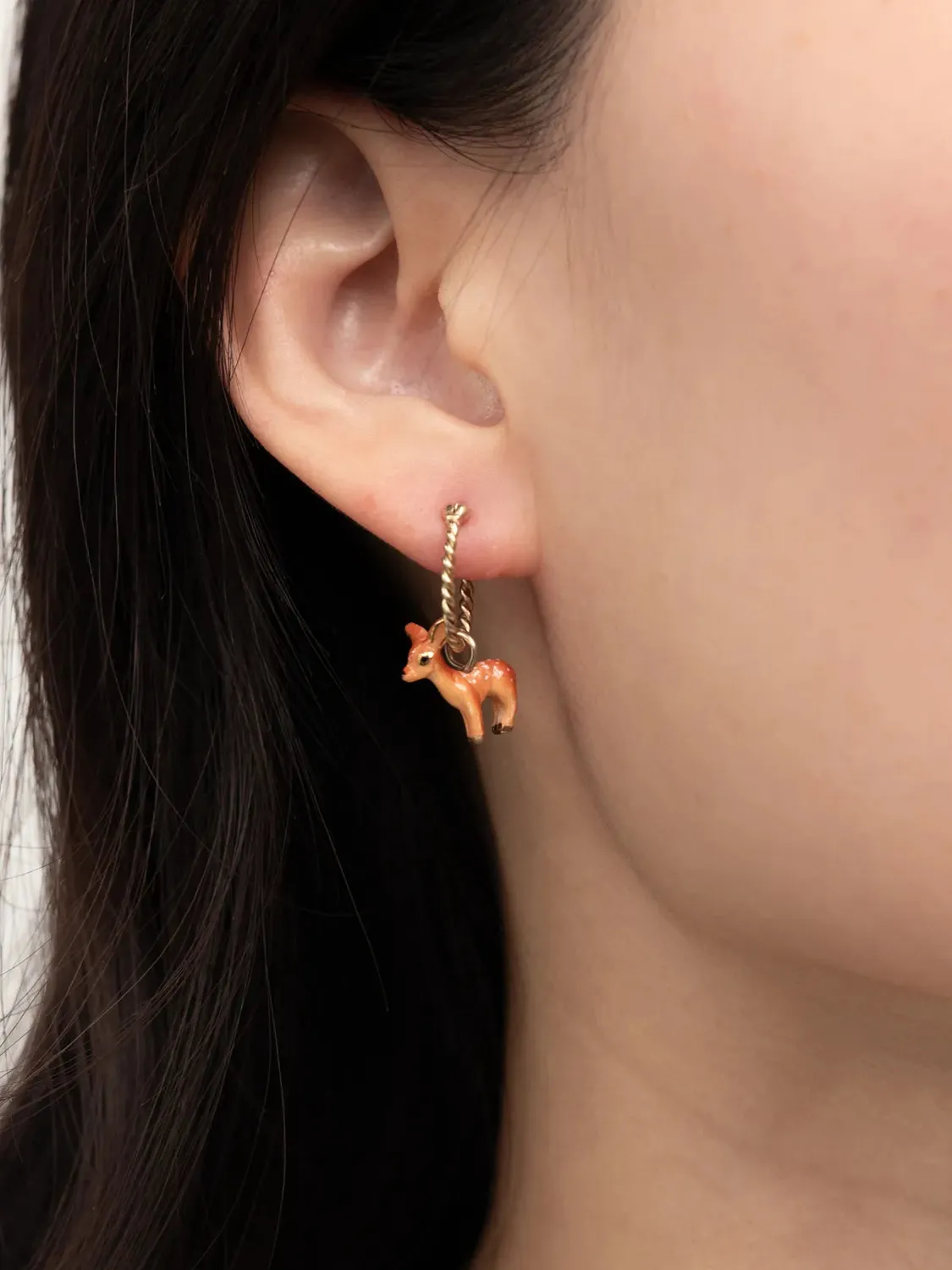 Nach Bijoux biche mini créole boucle d'oreille unité porcelaine