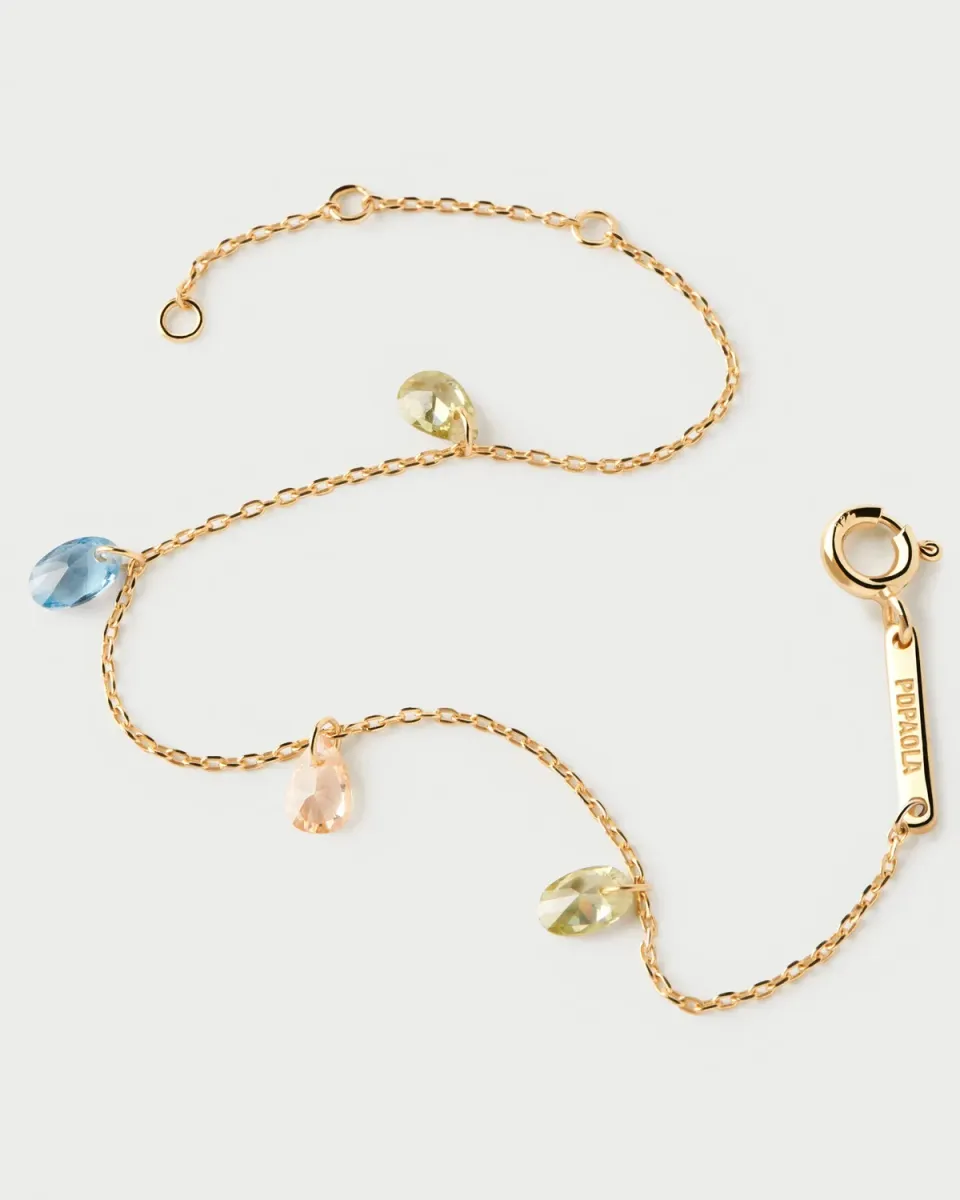 PDPAOLA Bloom bracelet zircons multicolore doré