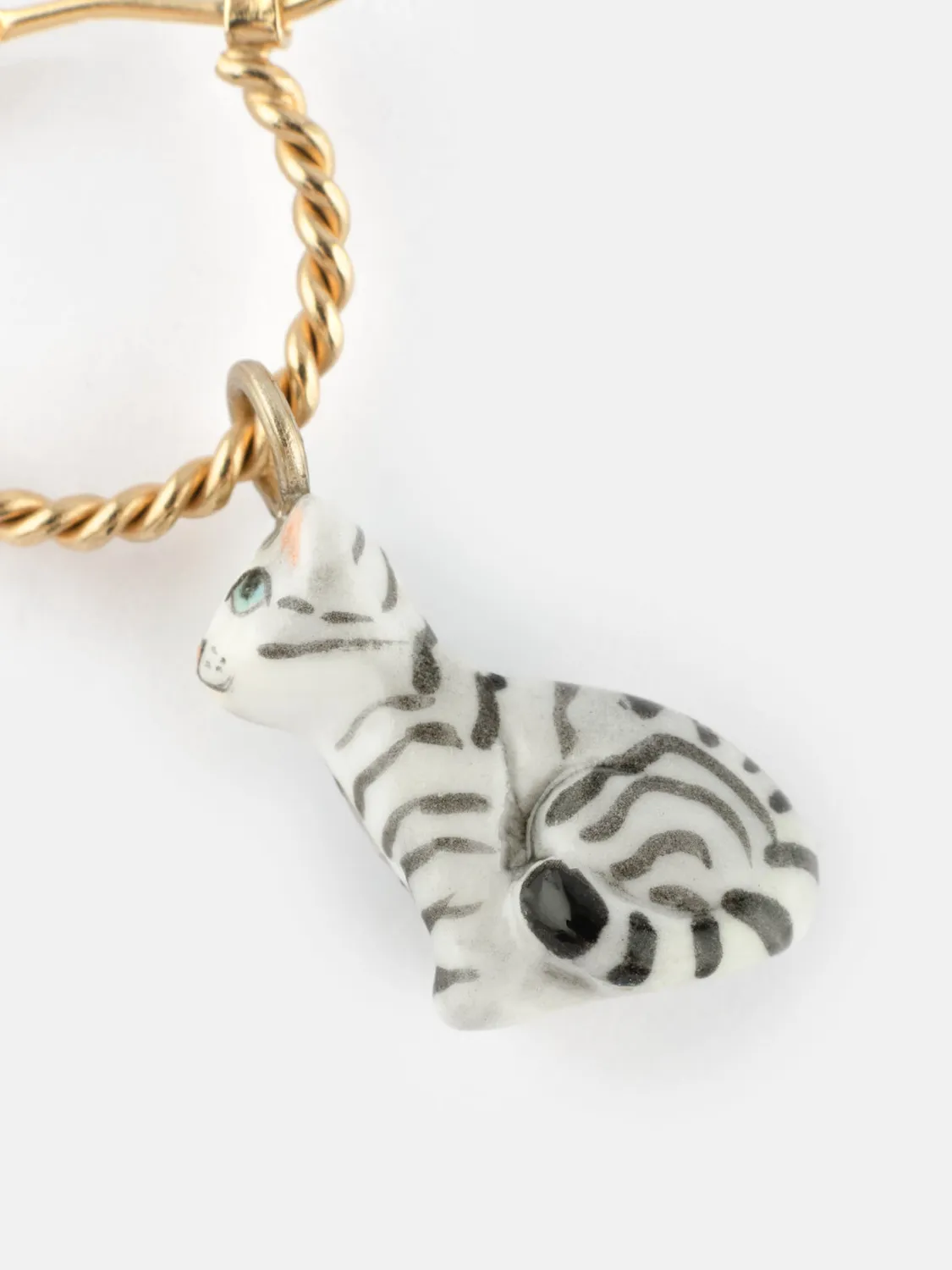 Nach Bijoux Mini créole chat tabby boucle d'oreille porcelaine à l'unité