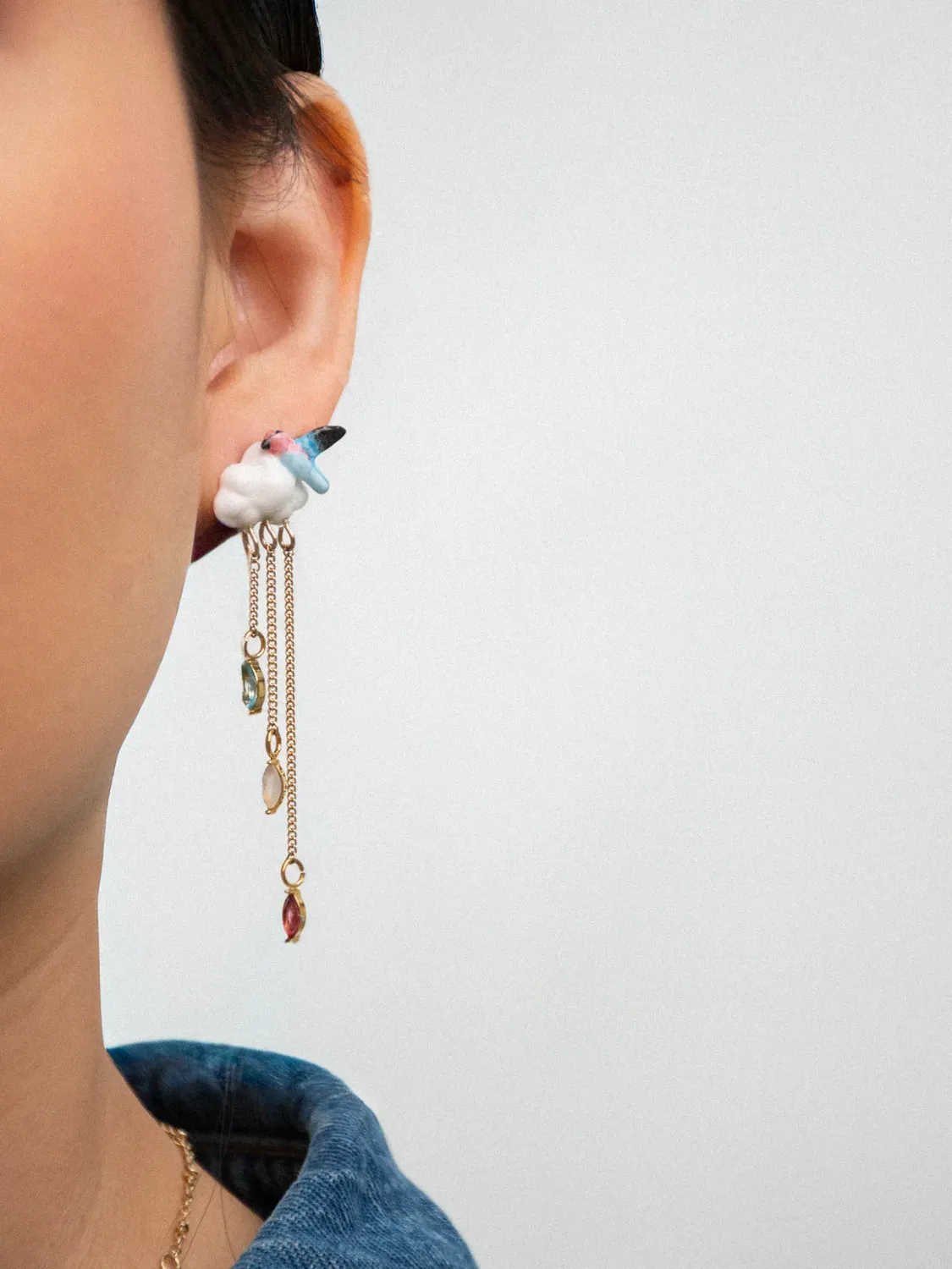 Nach Bijoux Cosmic boucles nuage colibri porcelaine