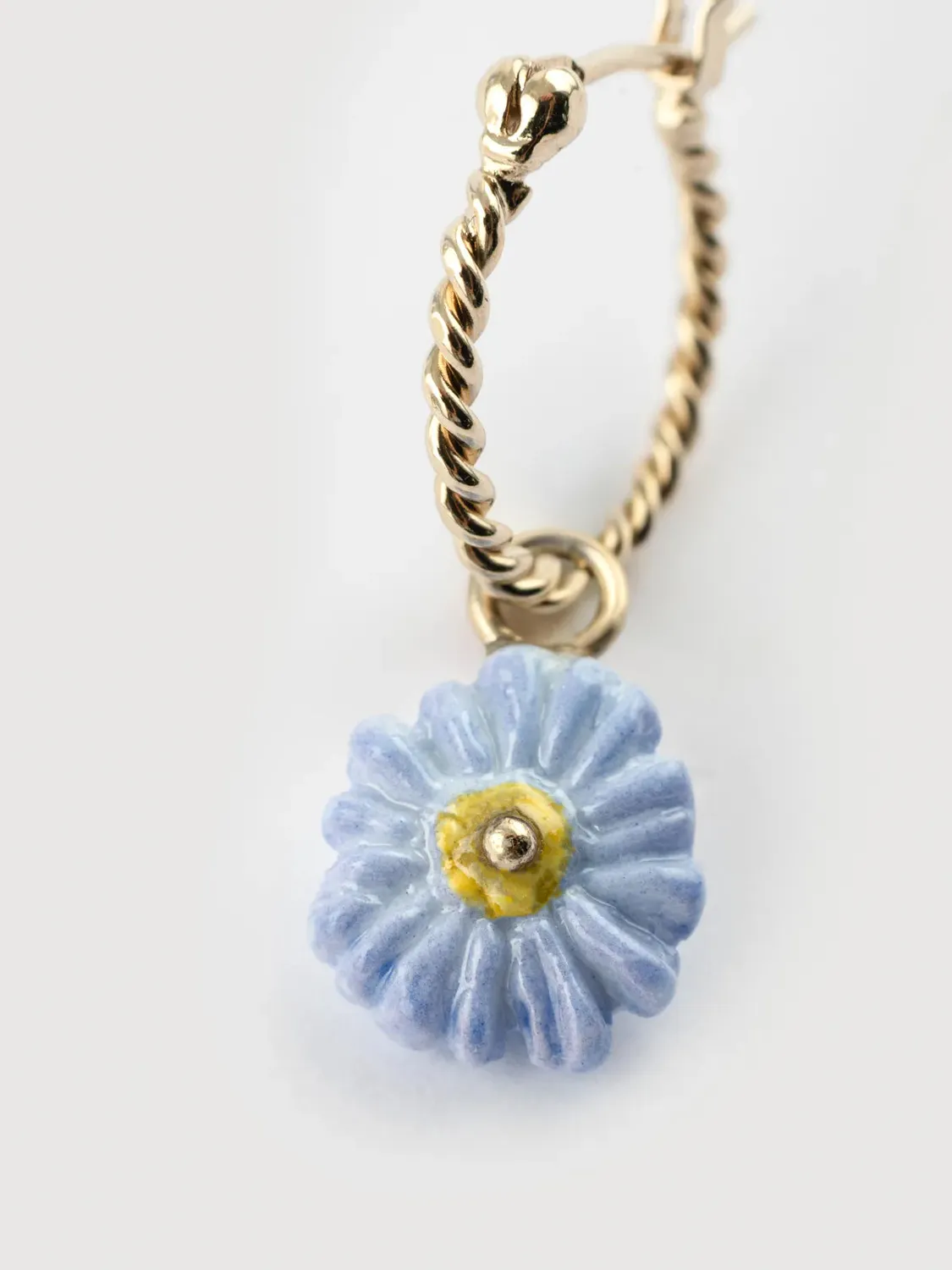 Nach Bijoux Mini créole fleur anémone blue boucle d'oreille porcelaine
