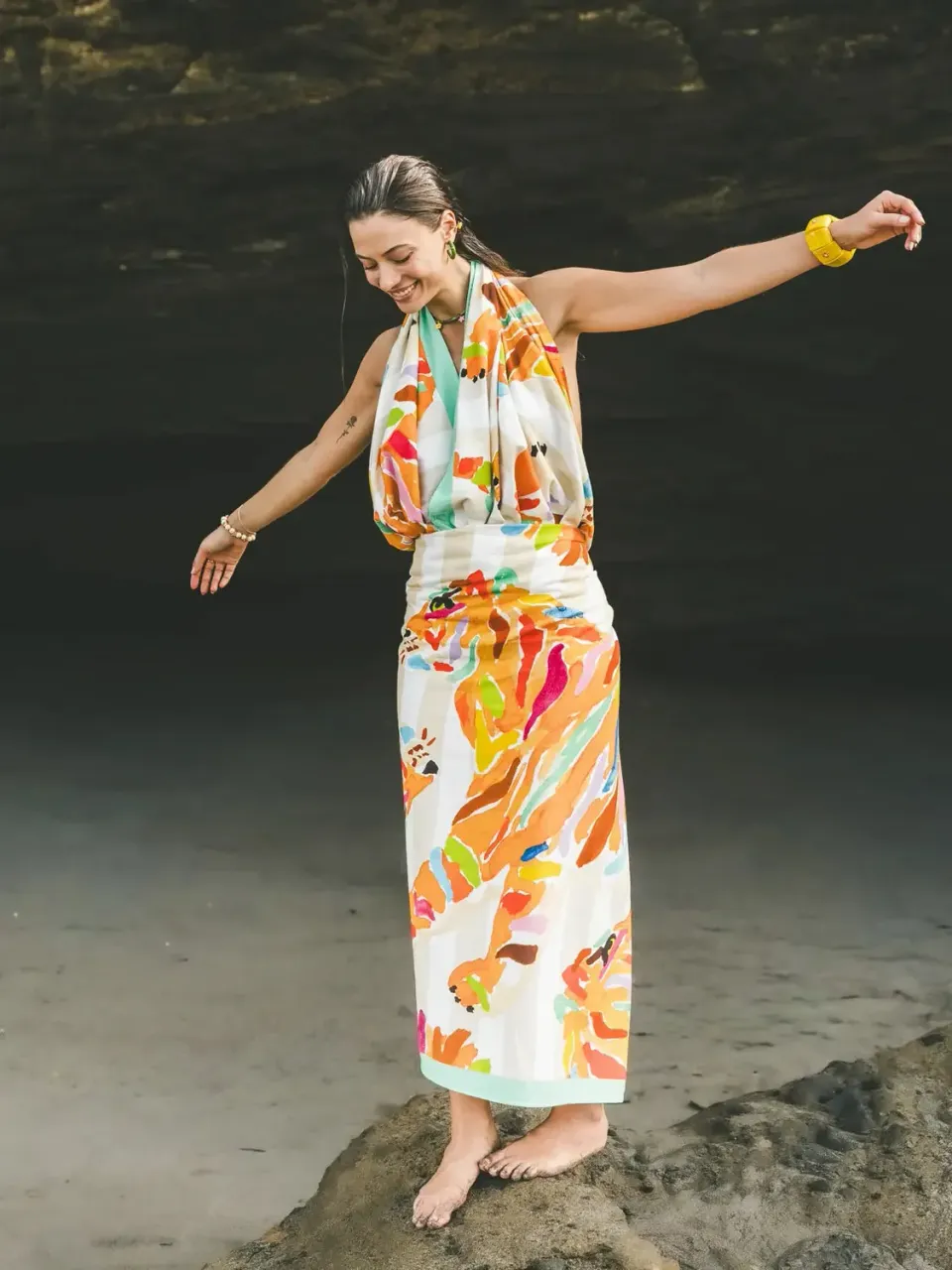 Nach Bijoux fouta Crazy Tiger drap de plage coton