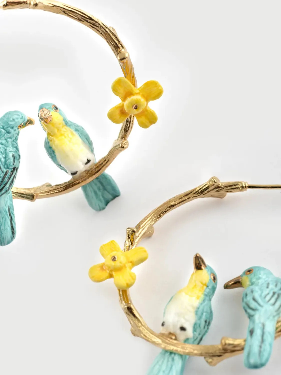 Nach Bijoux Oiseaux Amoureux boucles branches jonquilles
