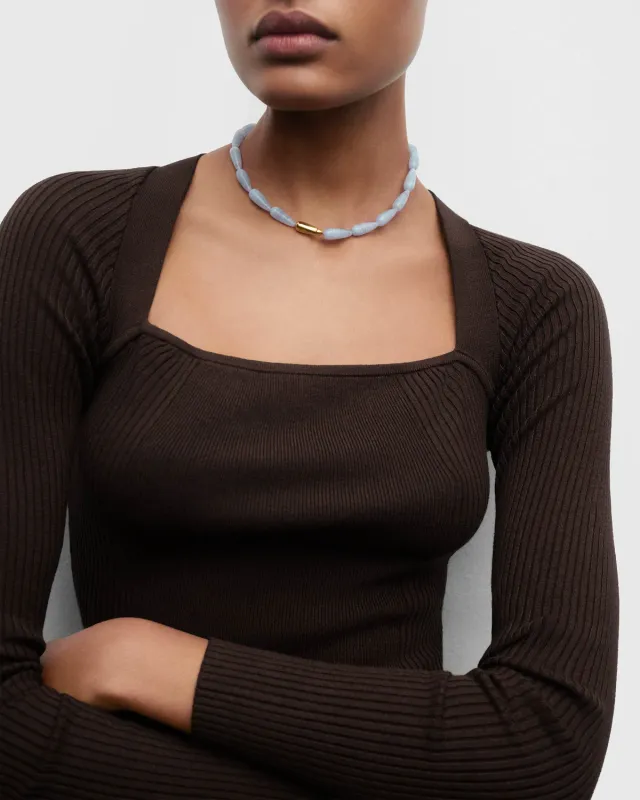 PDPAOLA Grid 4 collier agate bleue pendante