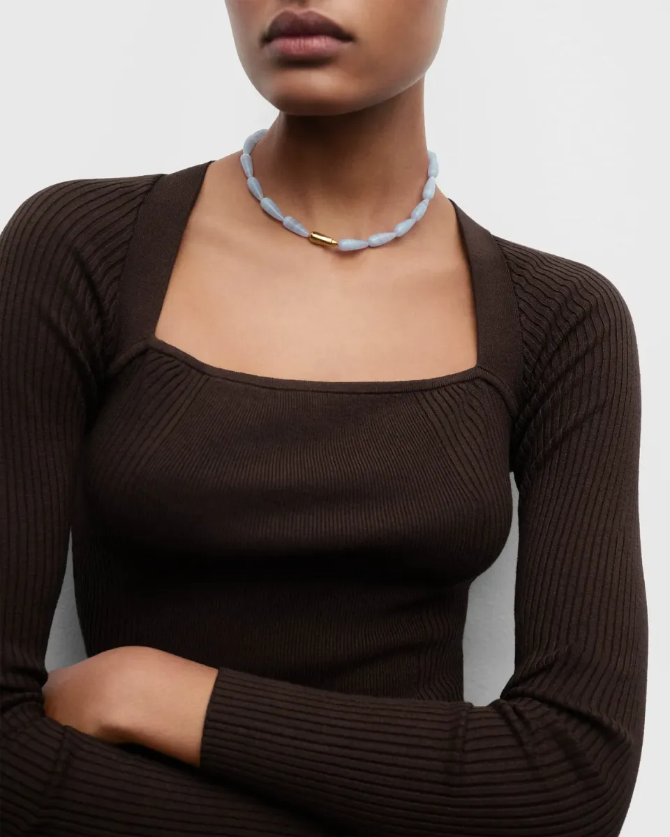 PDPAOLA Grid 4 collier agate bleue pendante
