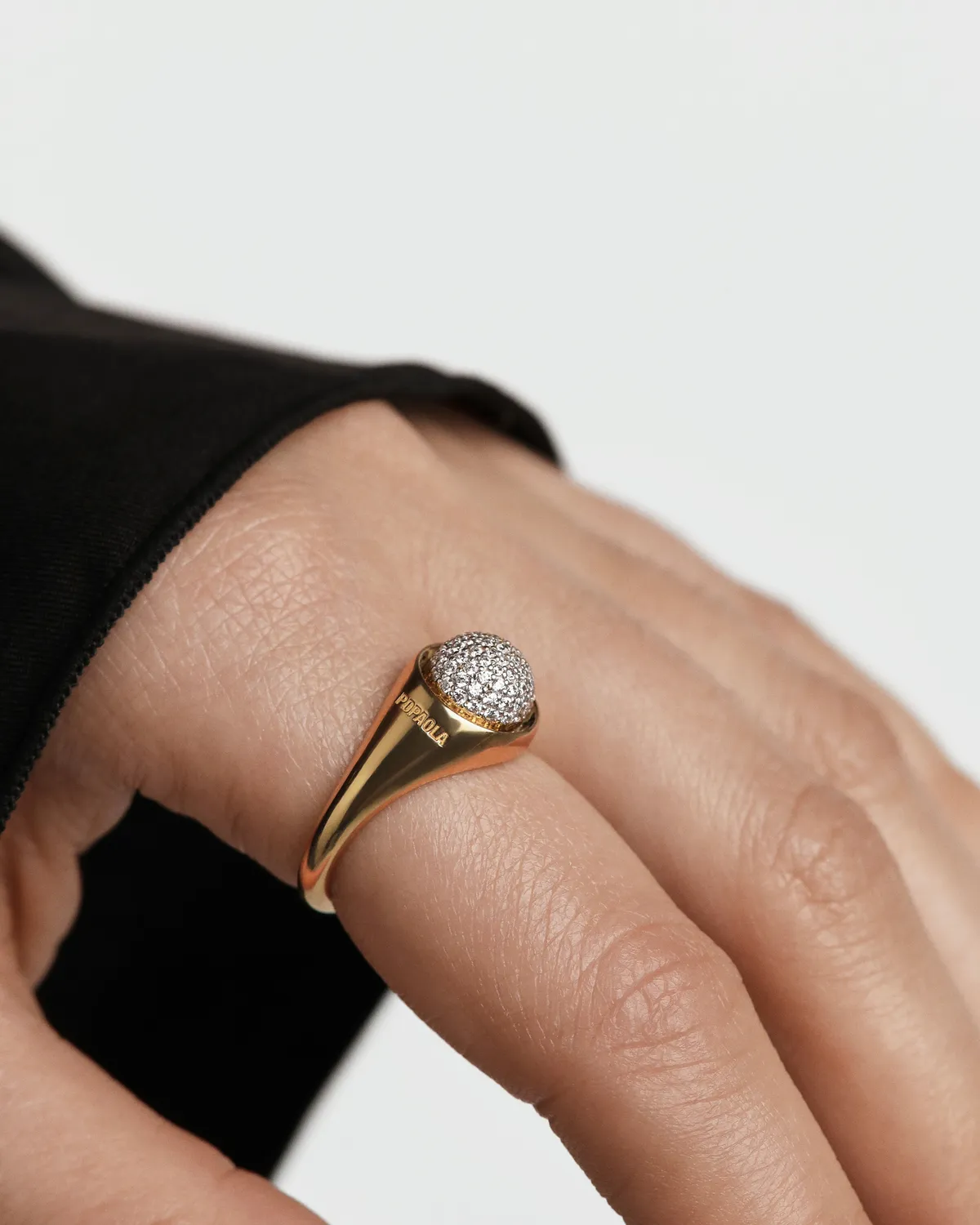 PDPAOLA Pavé Moon bague zirconia blanche