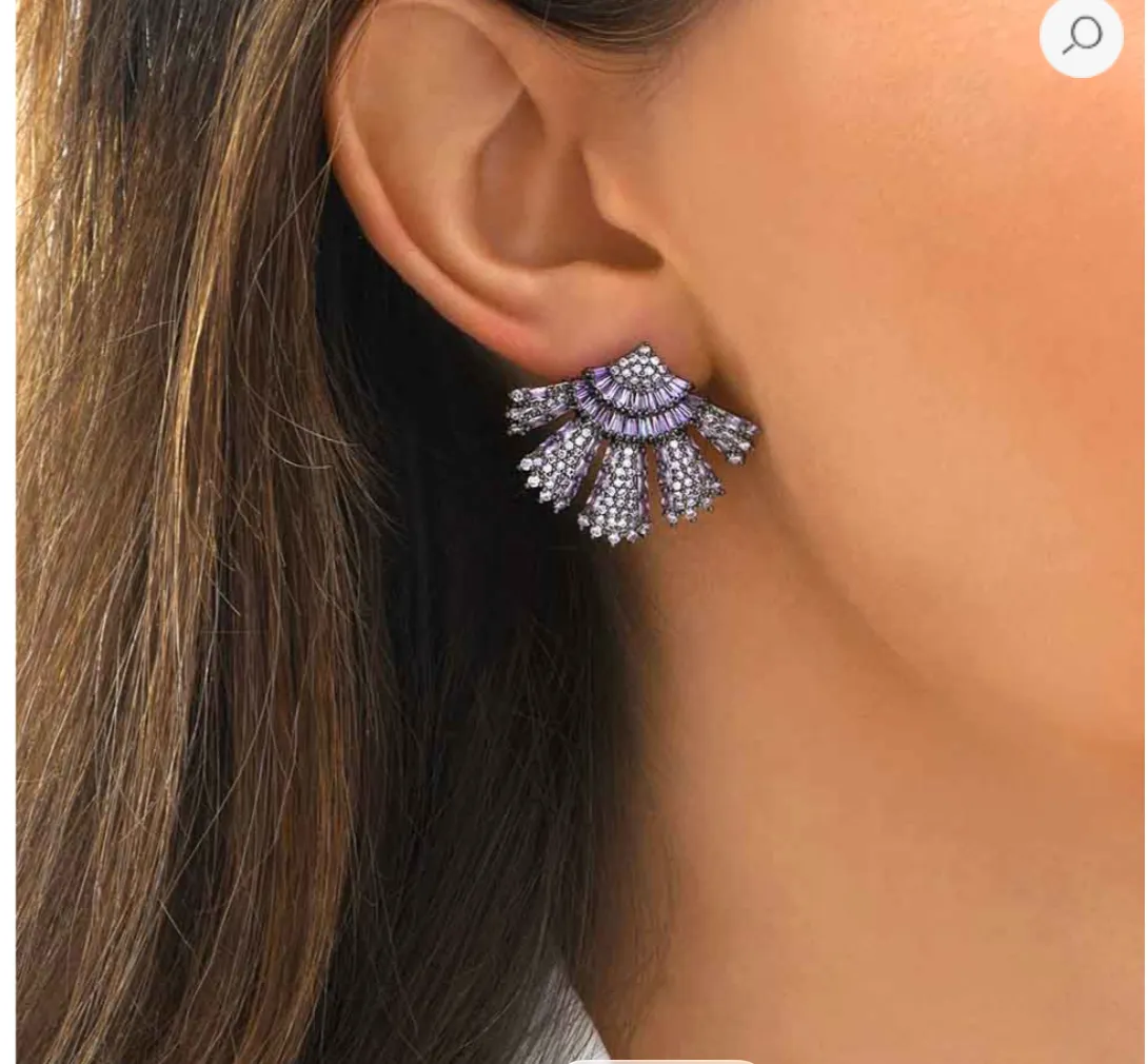 Nao de Paris Charleston boucles d'oreilles éventail violet