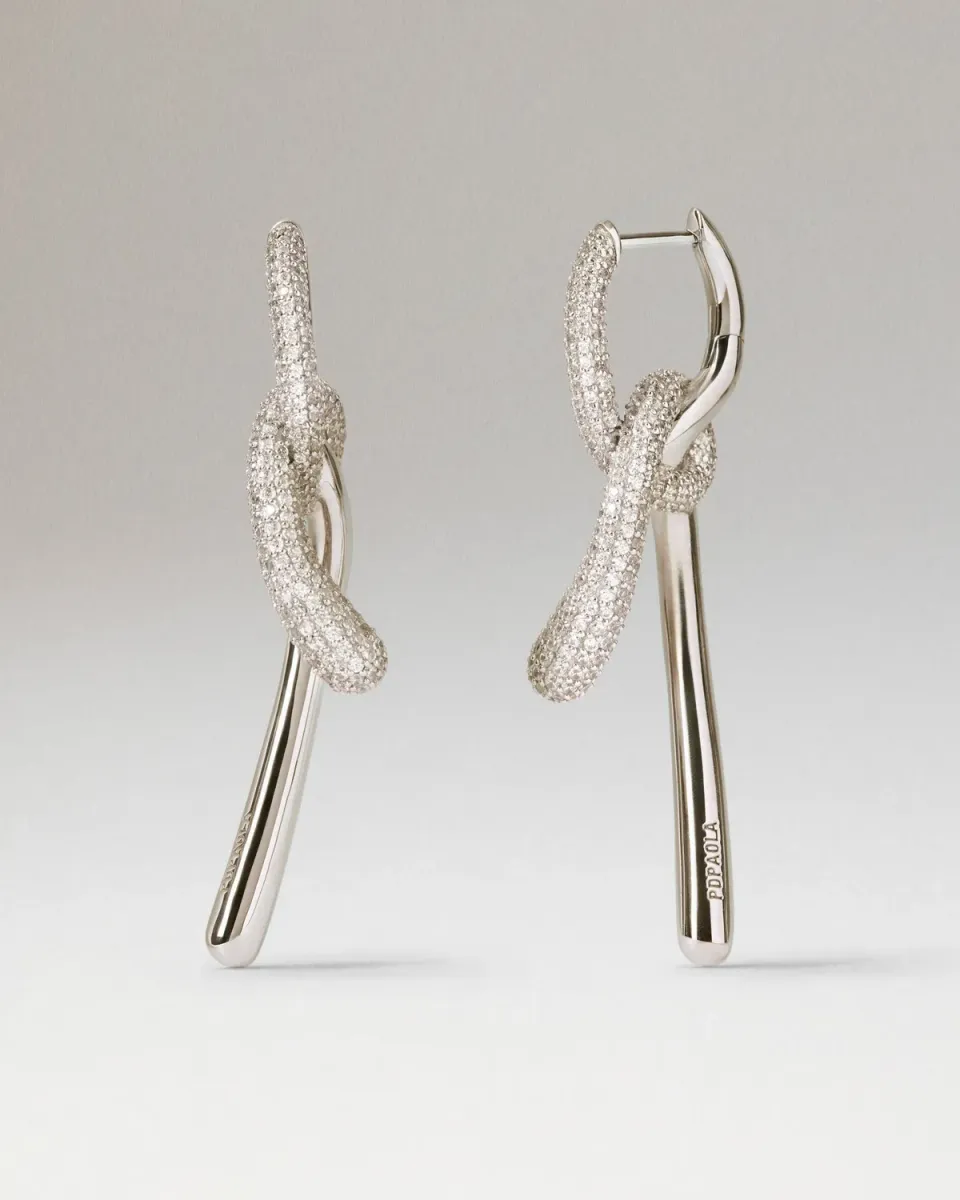 PDPAOLA Pave Twist créoles argent zircones blanches