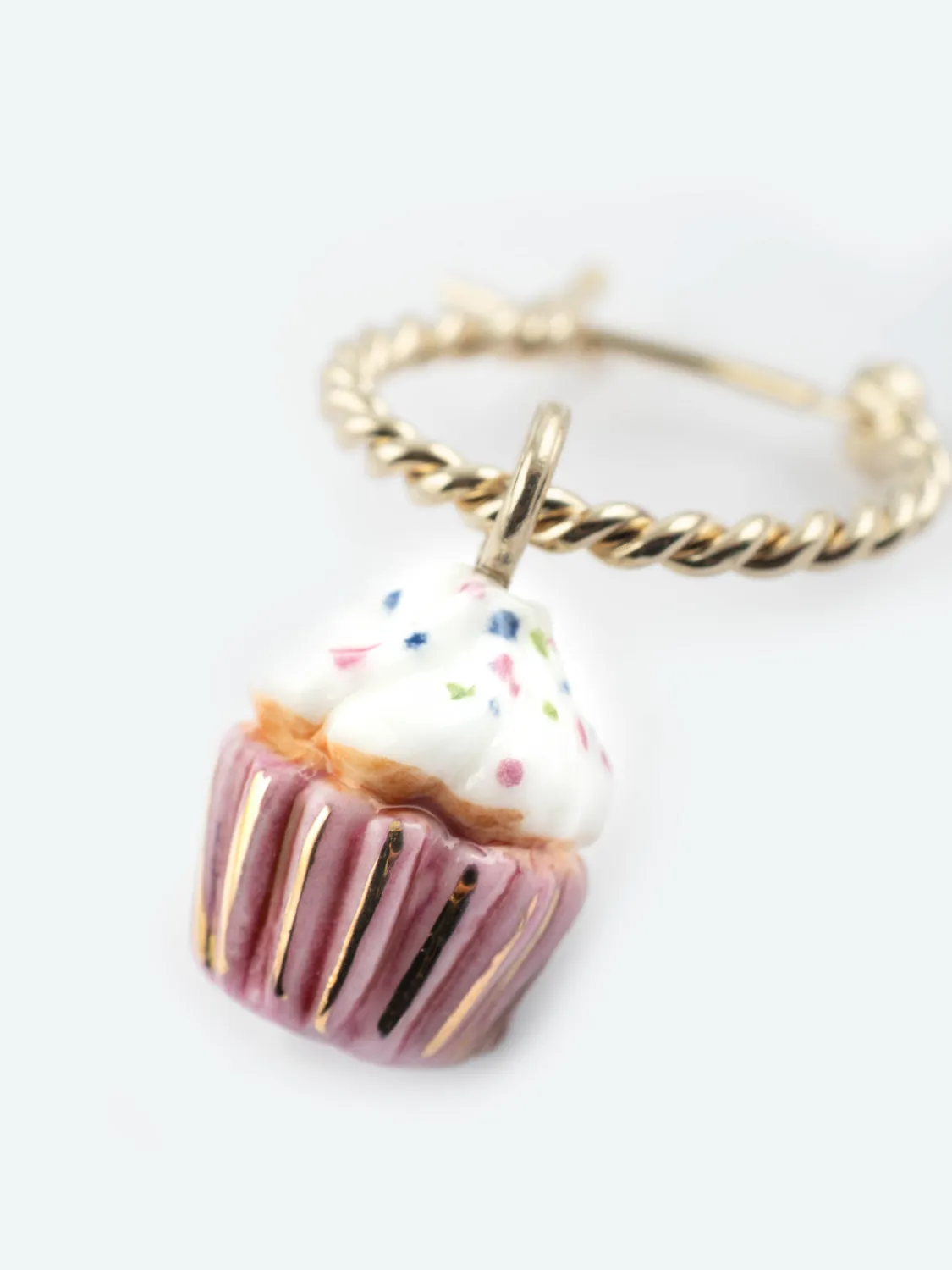 Nach Bijoux cupcake mini créole boucles d'oreilles porcelaine rose