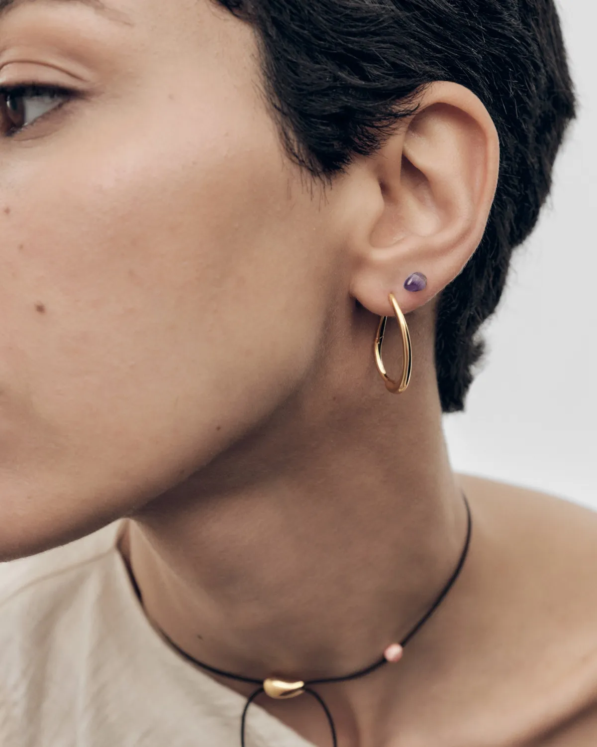 PDPAOLA Gravity améthyste piercing oreille or