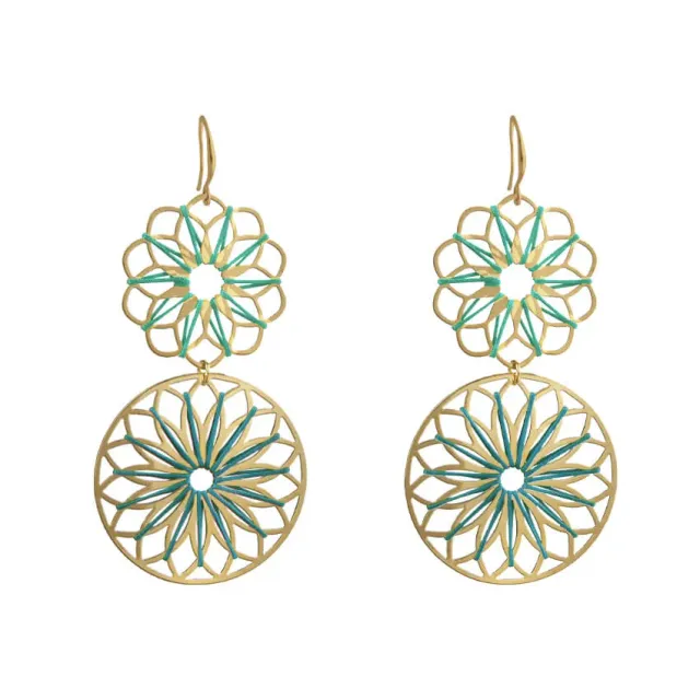 Nao de Paris Sakura Menthe boucles d'oreilles doré 6 cm