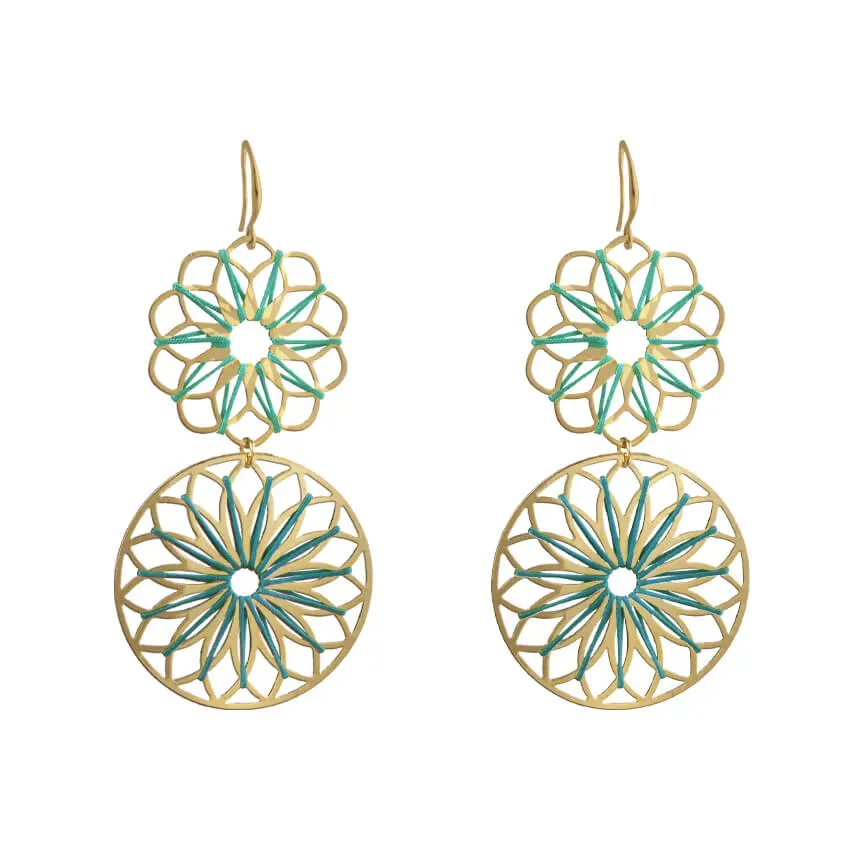 Nao de Paris Sakura Menthe boucles d'oreilles doré 6 cm