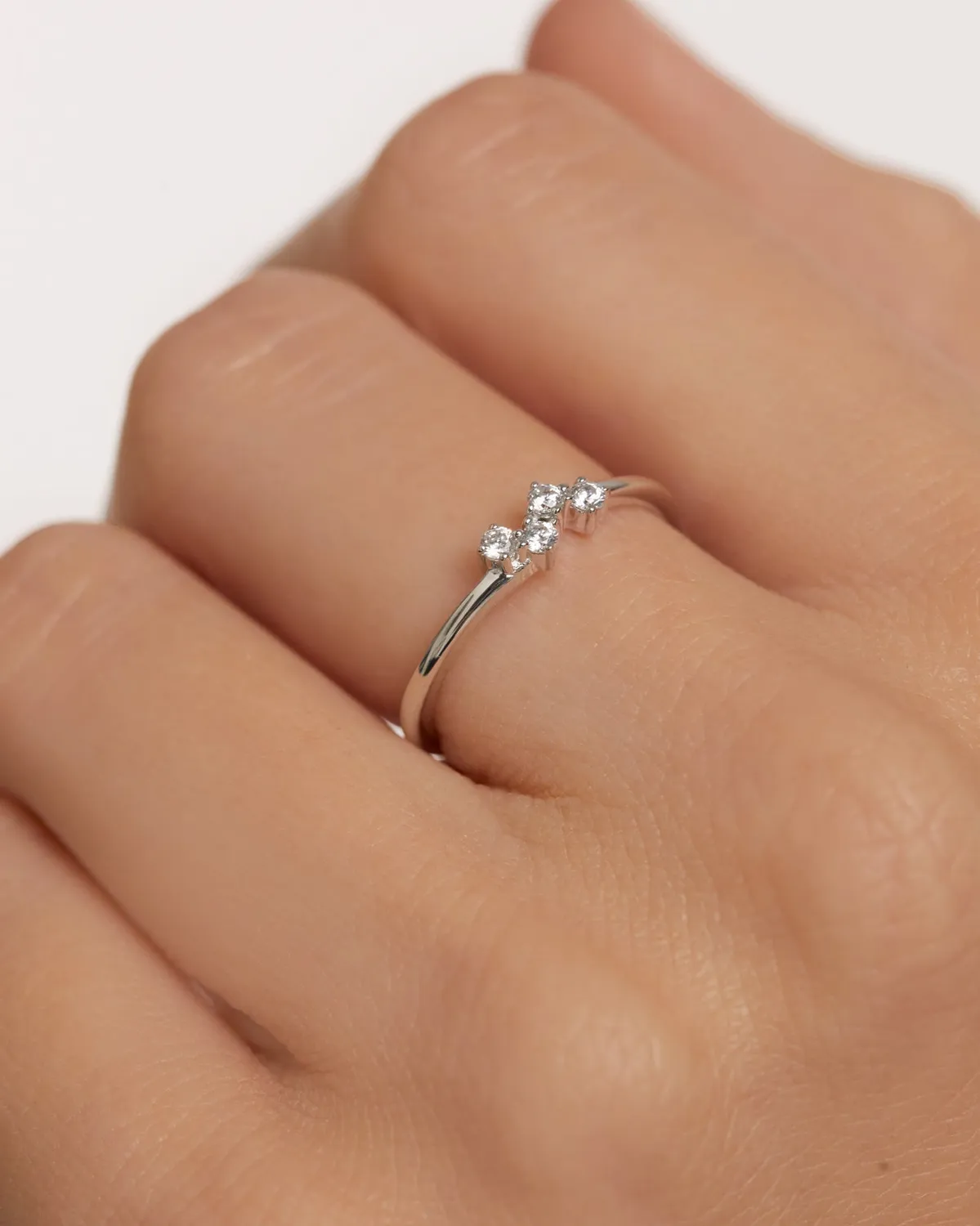 PDPAOLA Quatre bague argent zircones blanches
