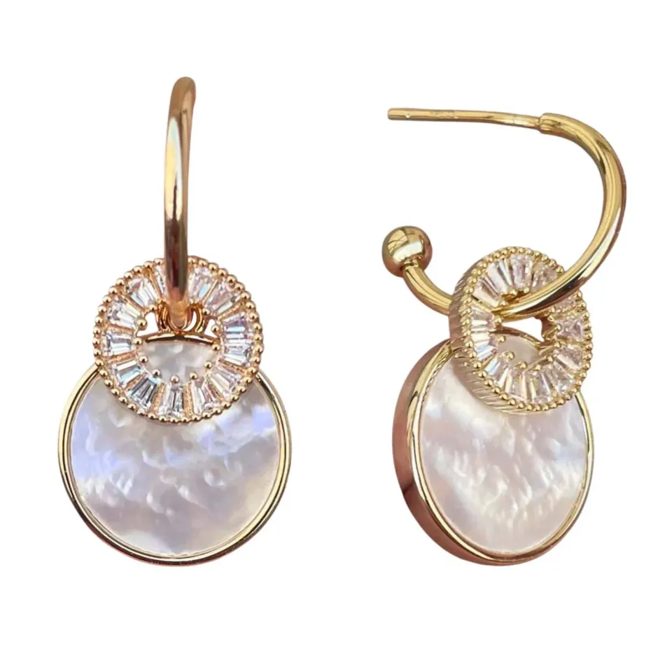 Nao de Paris Disque Nacre Diams boucles dorées 2,7 cm