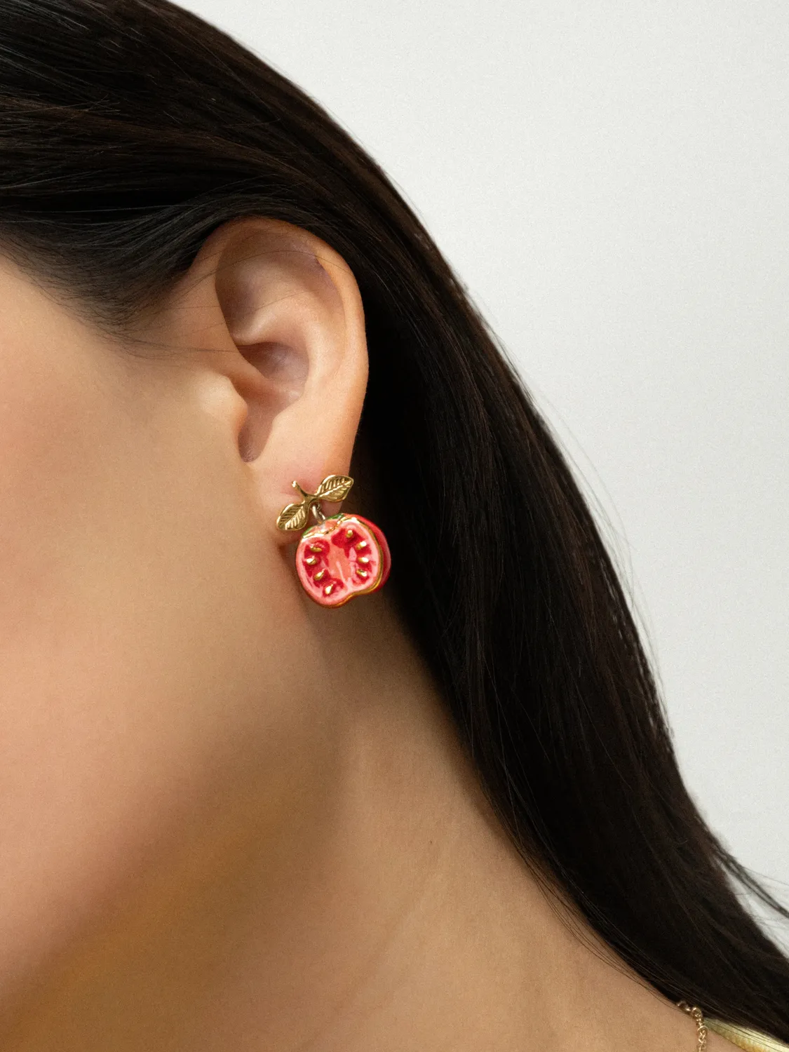 Nach Bijoux Puces Tomate boucles doreilles porcelaine rouge
