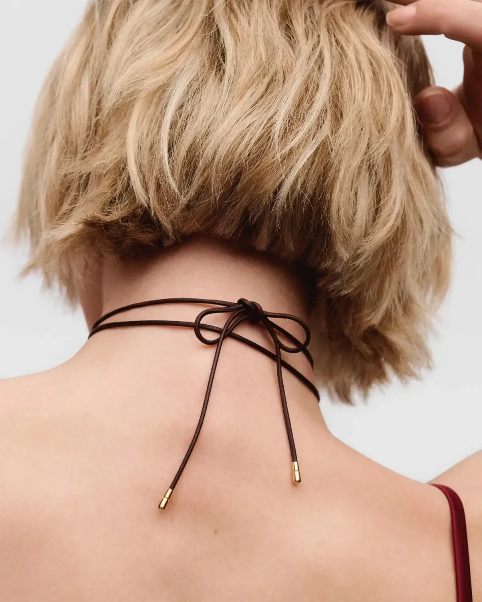 PDPAOLA GRID Moka collier cordon marron