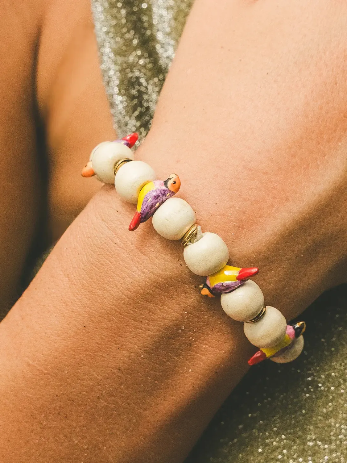 Nach Bijoux diamant de Gould bracelet porcelaine colore elastique