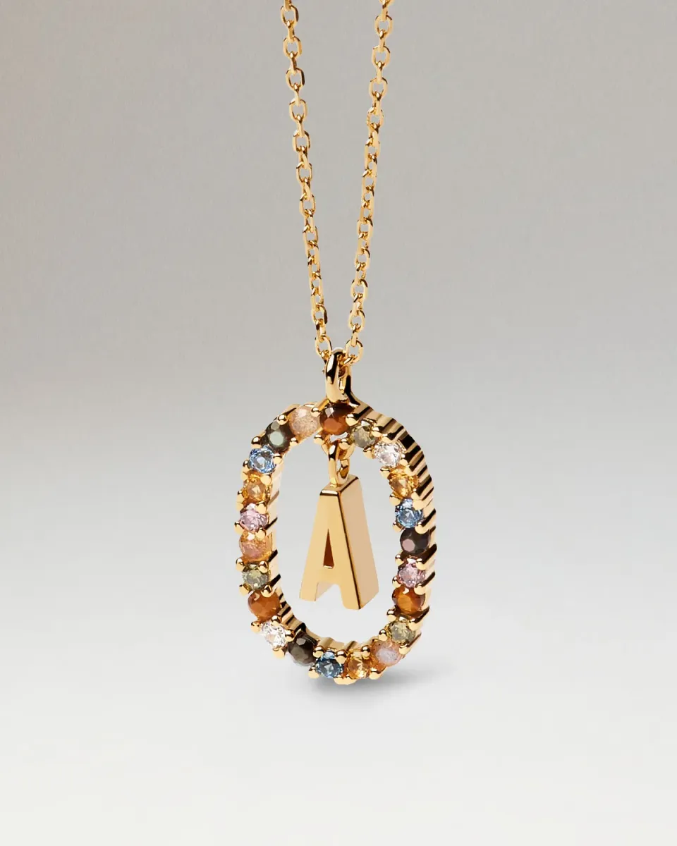 PDPAOLA Letters A collier lettre cristal bleu