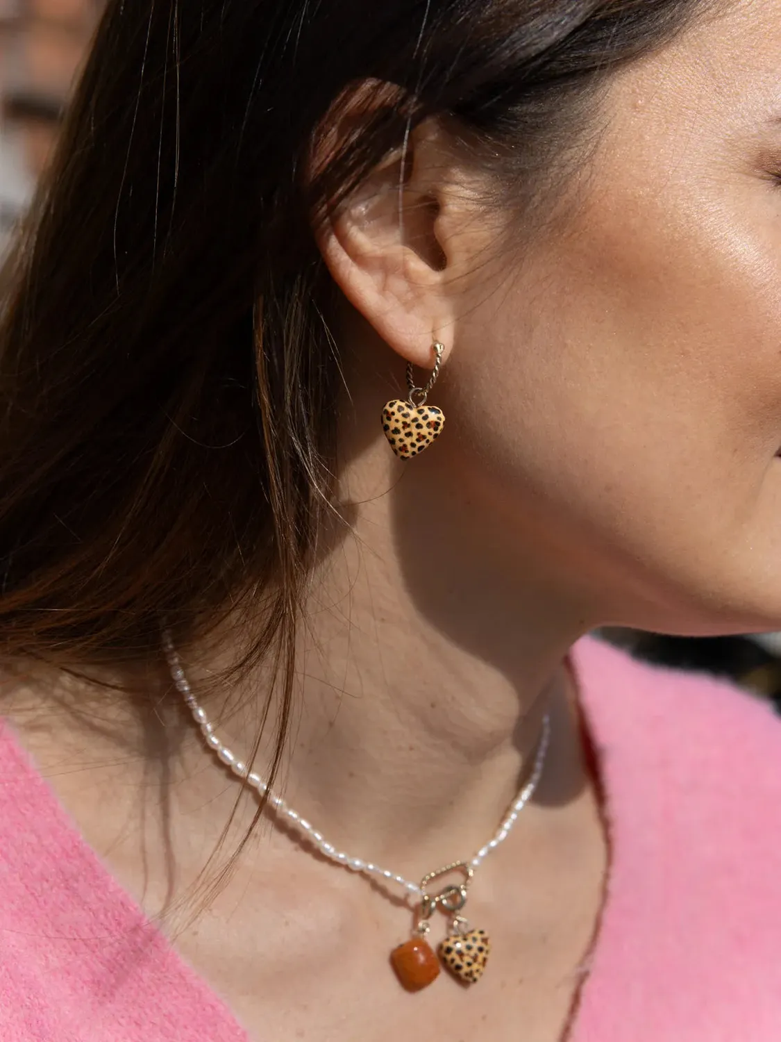 Nach Bijoux cœur léopard mini créole à l’unité