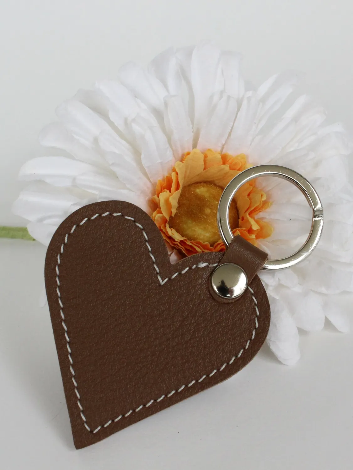 Drelin Cœur porte-clés cuir surcyclé luxe