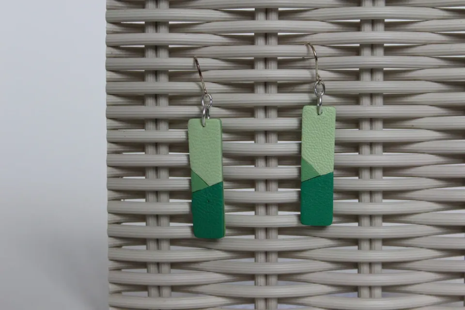 Drelin boucles d'oreilles cuir trio vert argent 925
