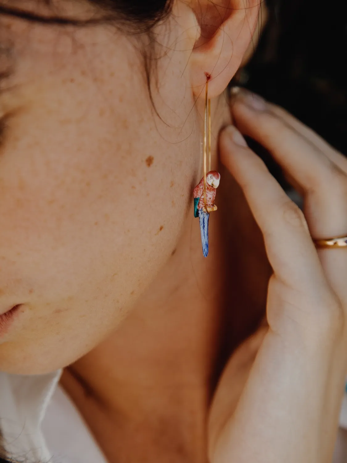 Nach perroquet rose grandes créoles boucles d'oreilles 6 cm