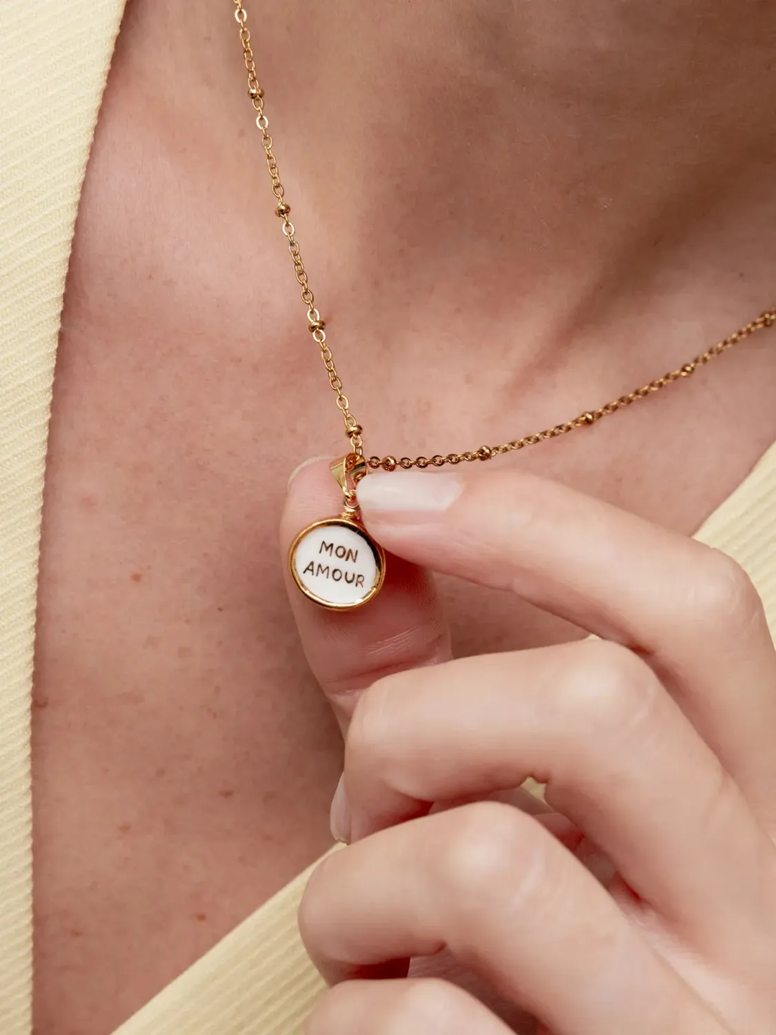 Nach Bijoux Mon Amour collier mots damour perles 46 cm