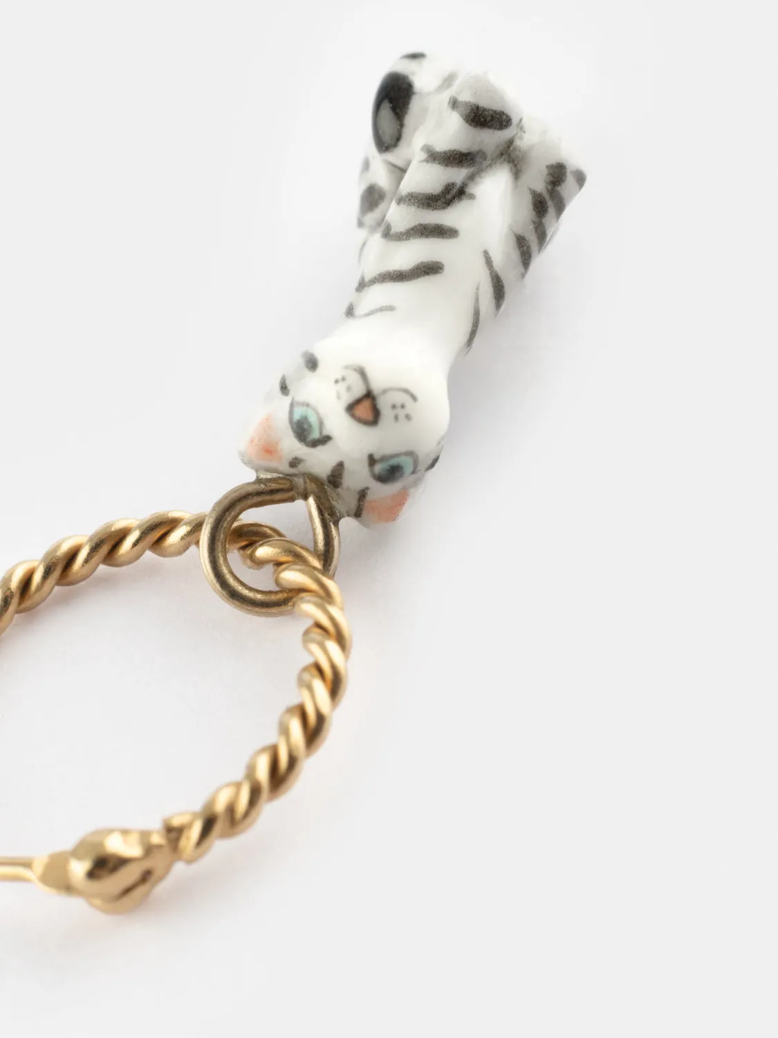 Nach Bijoux Mini créole chat tabby boucle d'oreille porcelaine à l'unité