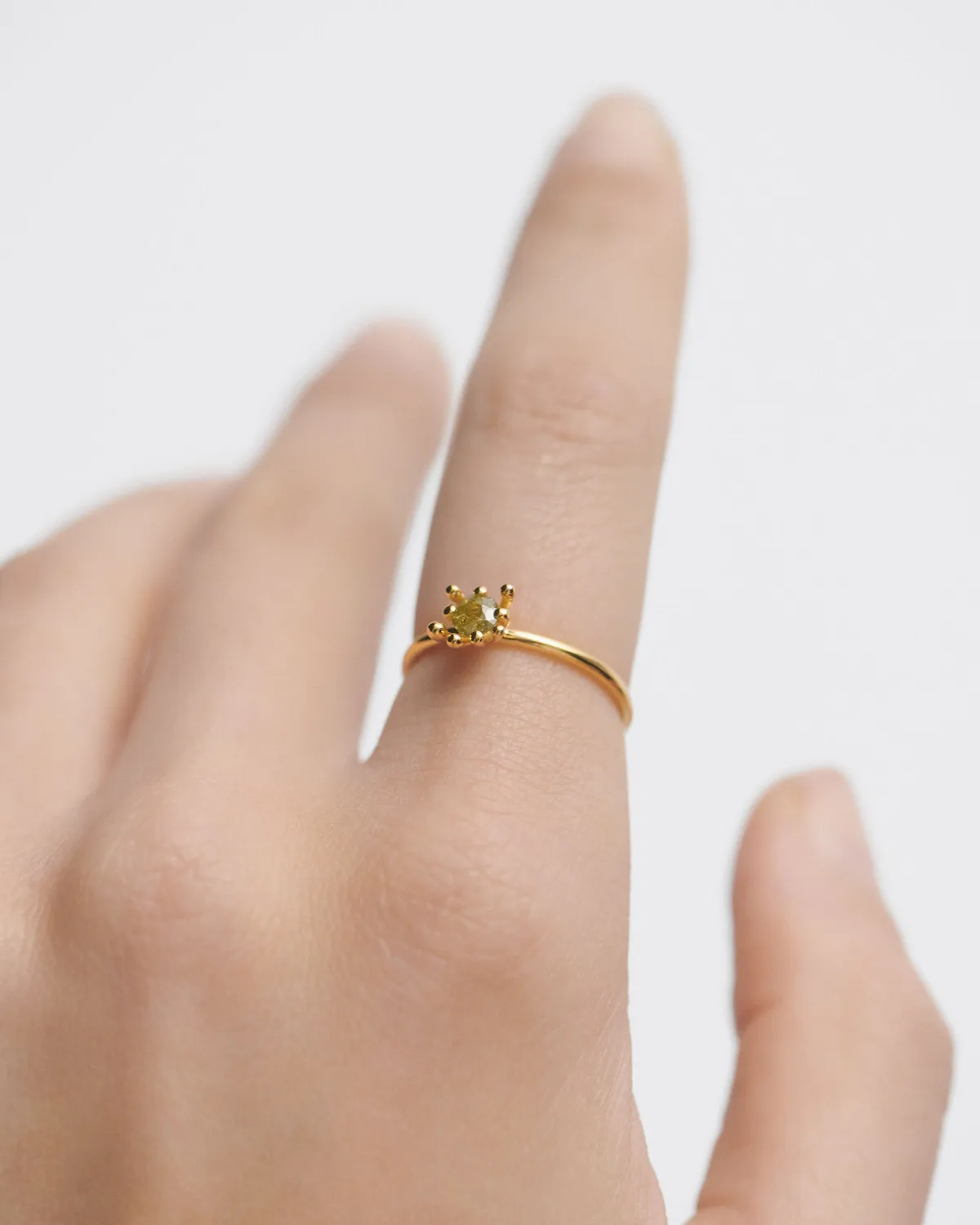 PDPAOLA Fleur bague verte zirconia olive 5,5 mm