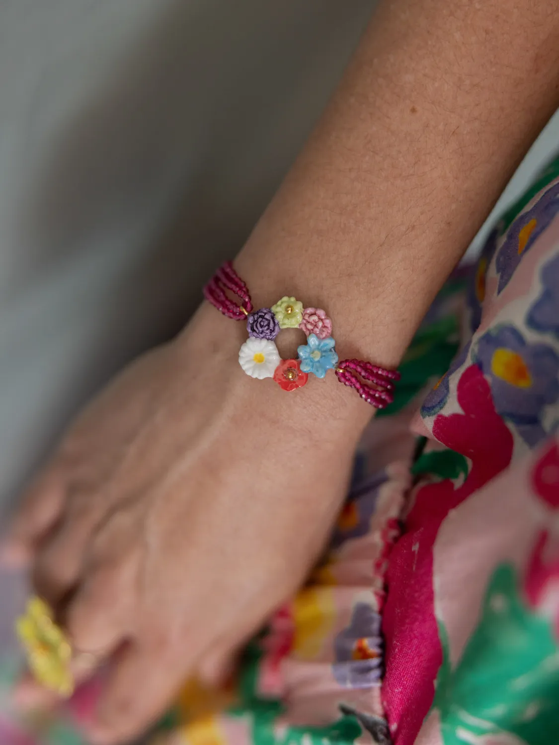 Nach Bijoux Couronne de fleurs bracelet perles coloré 20,5 cm