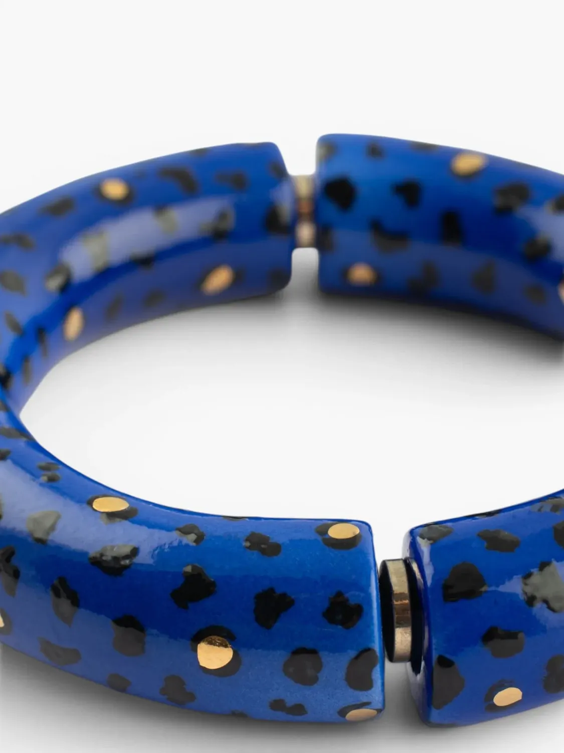 Nach Bijoux Maxi bracelet léopard bleu doré porcelaine