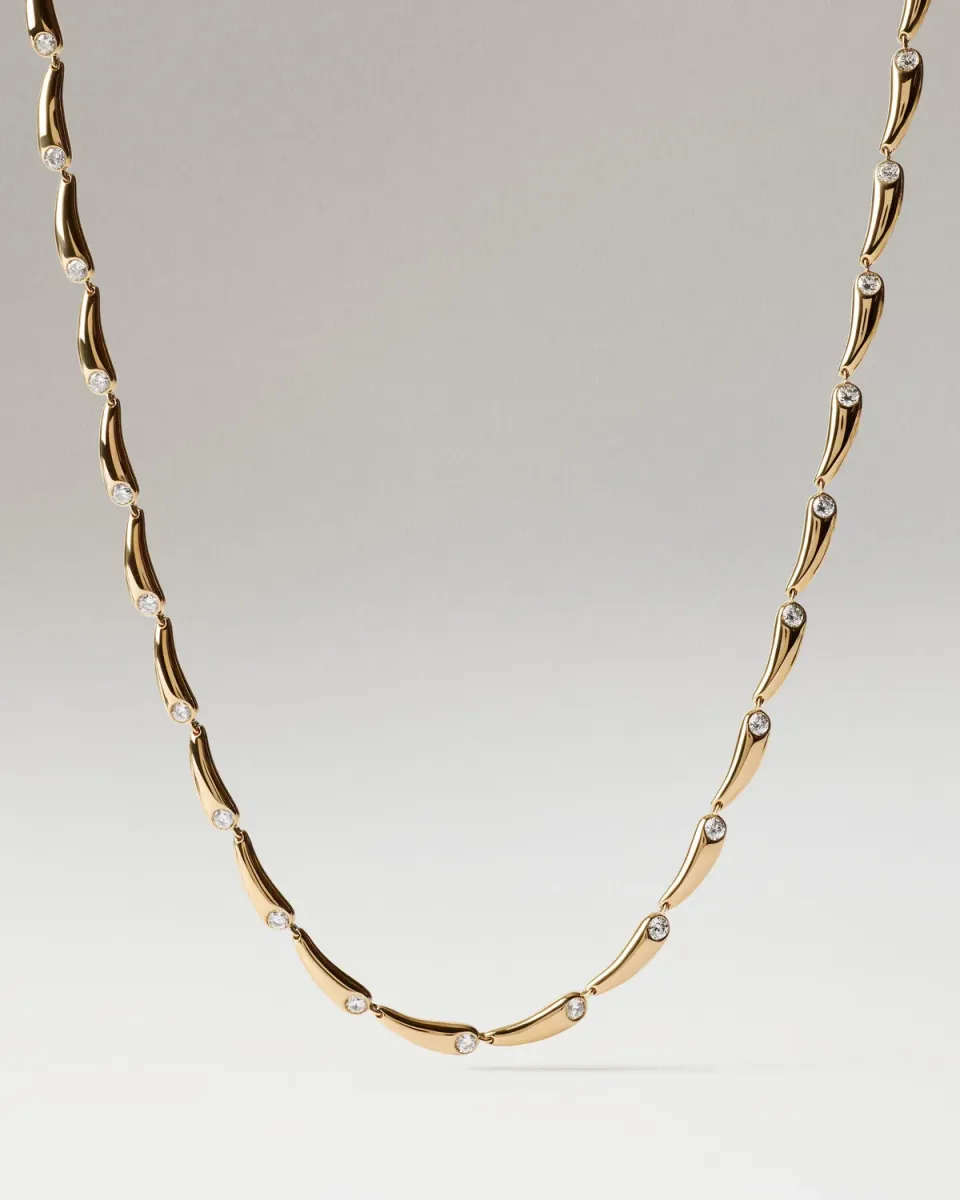PDPAOLA Caramelle collier or zirconia blanc 42 cm