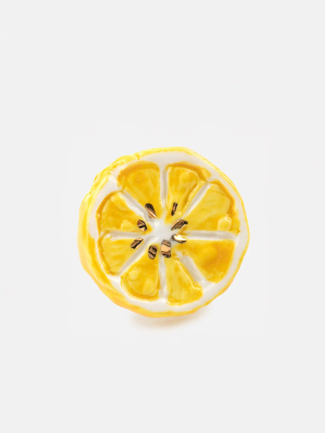 Nach Bijoux Belles du Sud pin's citron jaune porcelaine 1,6 cm