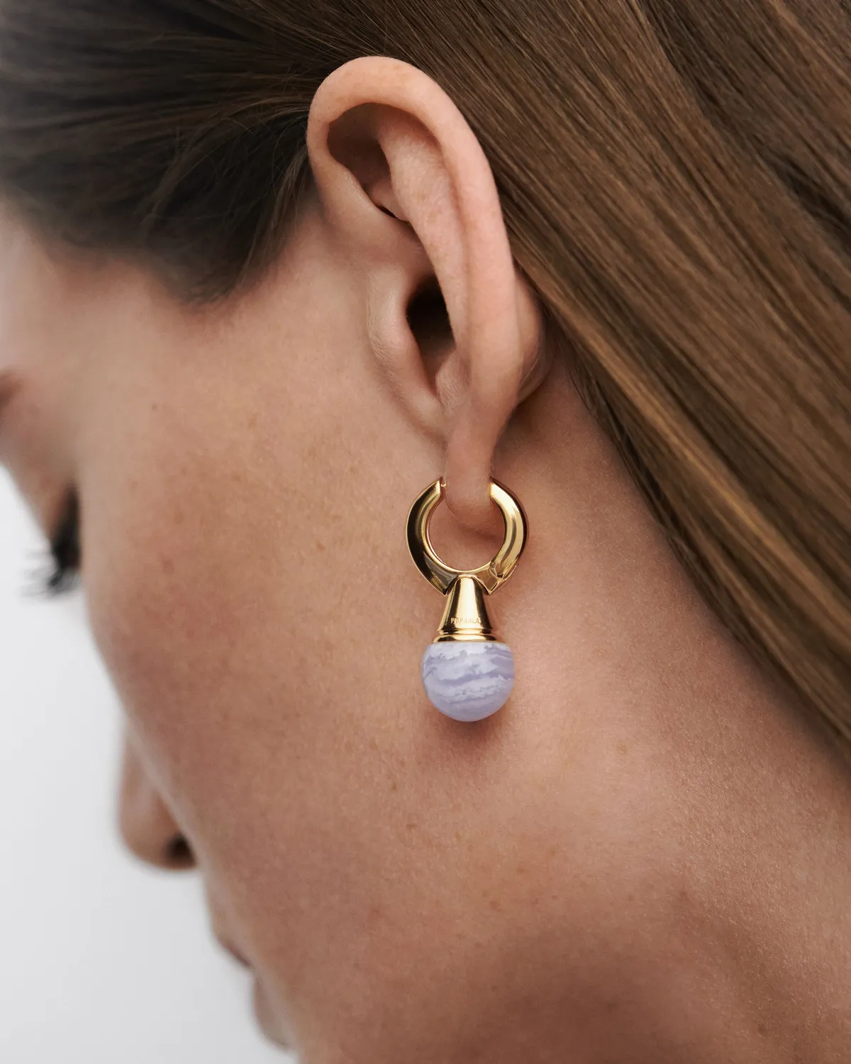 PDPAOLA Riviera créoles agate bleue 30 mm