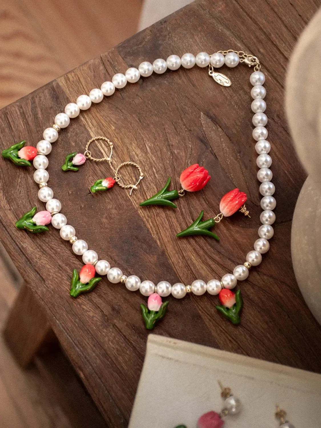 Nach Bijoux Tulipe rouge mini créole boucle d'oreille
