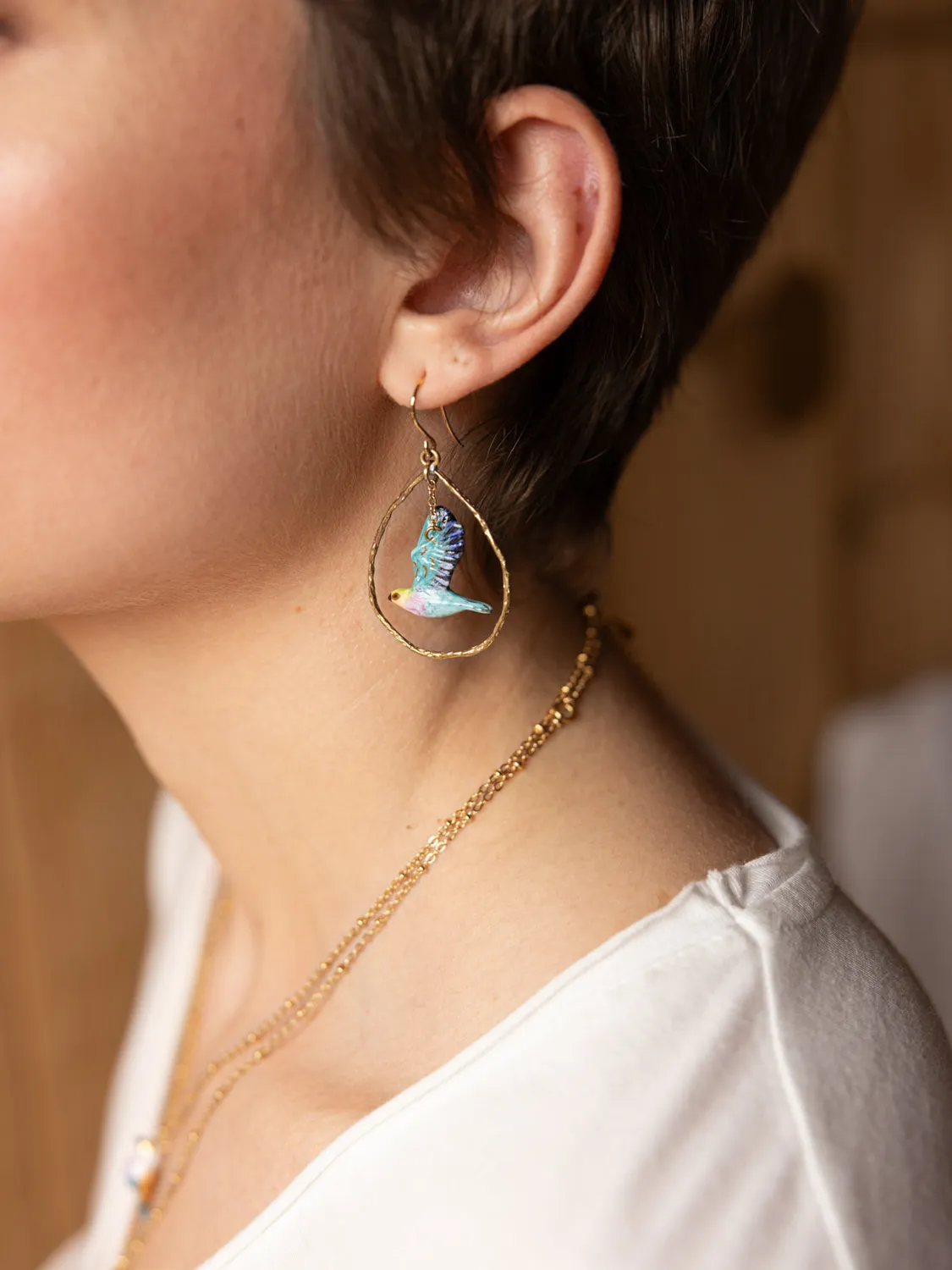 Nach Oiseau Volant boucles d'oreilles bleues 4,7 cm