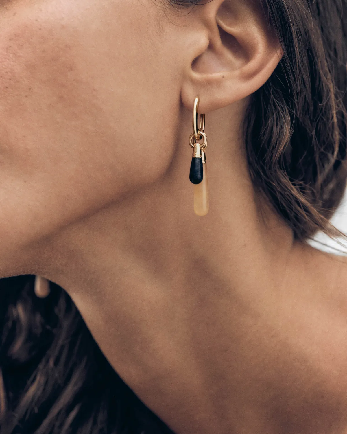 PDPAOLA Aventurine Large Drop Pendant jaune 35 mm