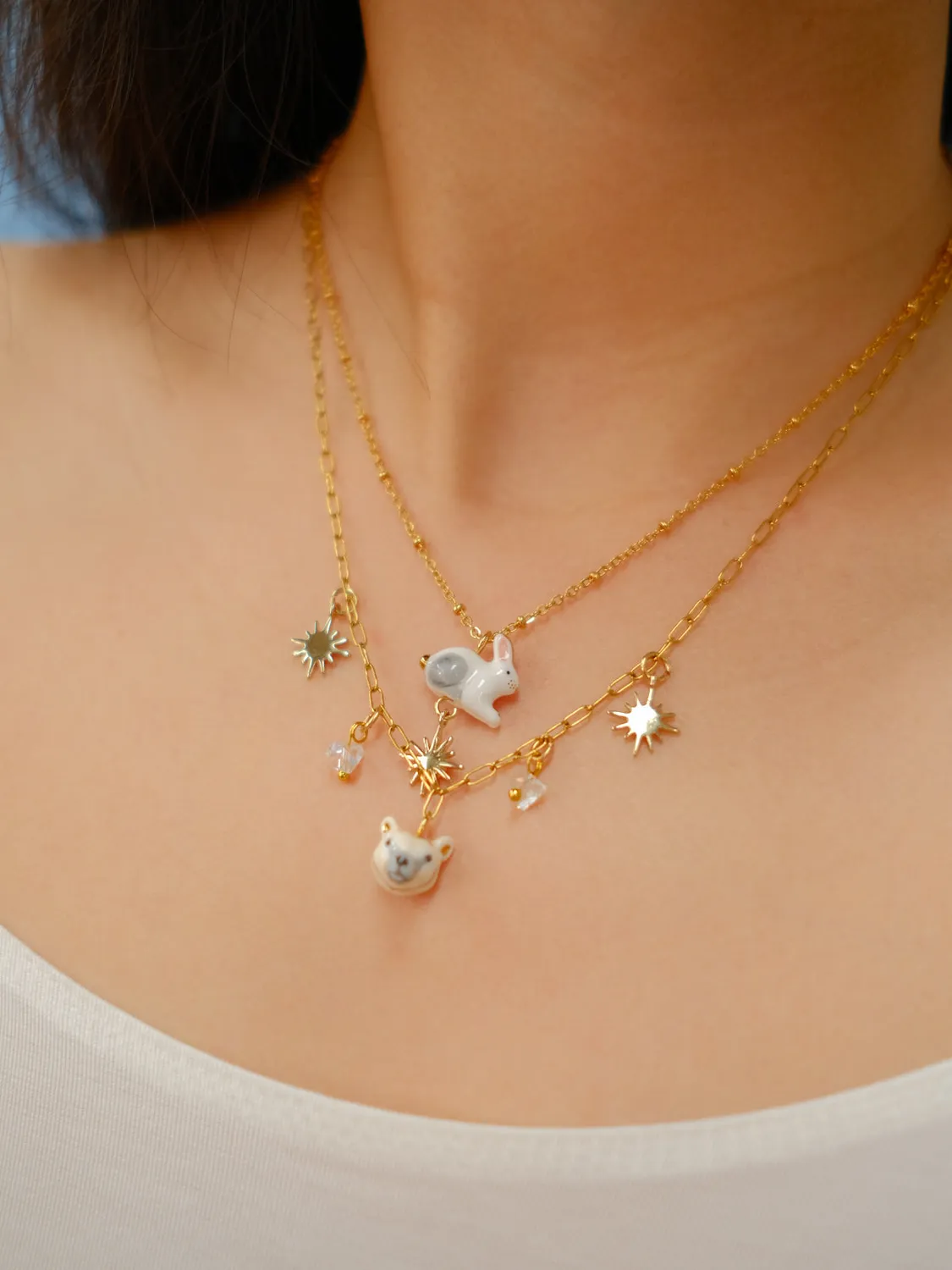 Nach Bijoux Arctique ours polaire collier porcelaine 47 cm